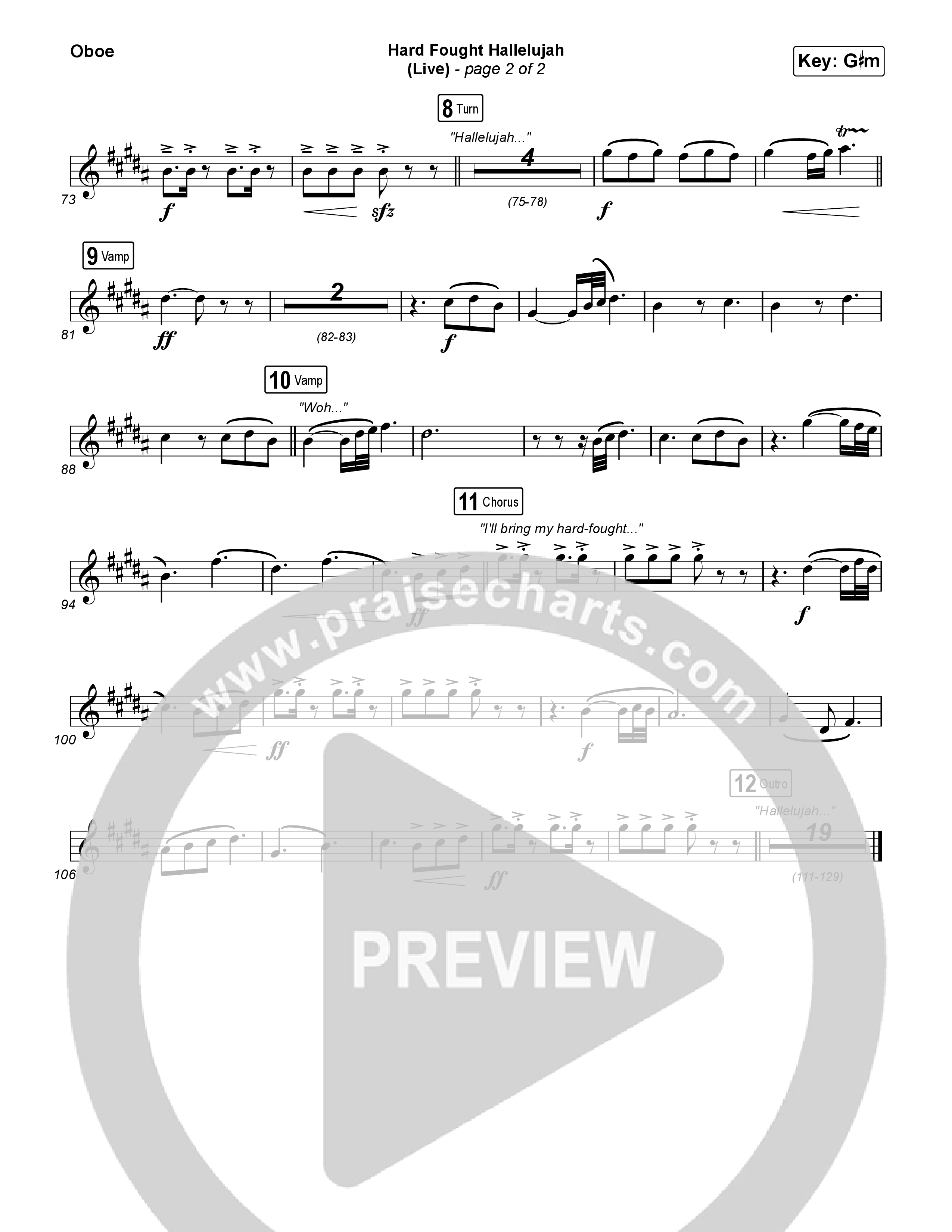 Hard Fought Hallelujah (Live) Oboe (Brandon Lake)