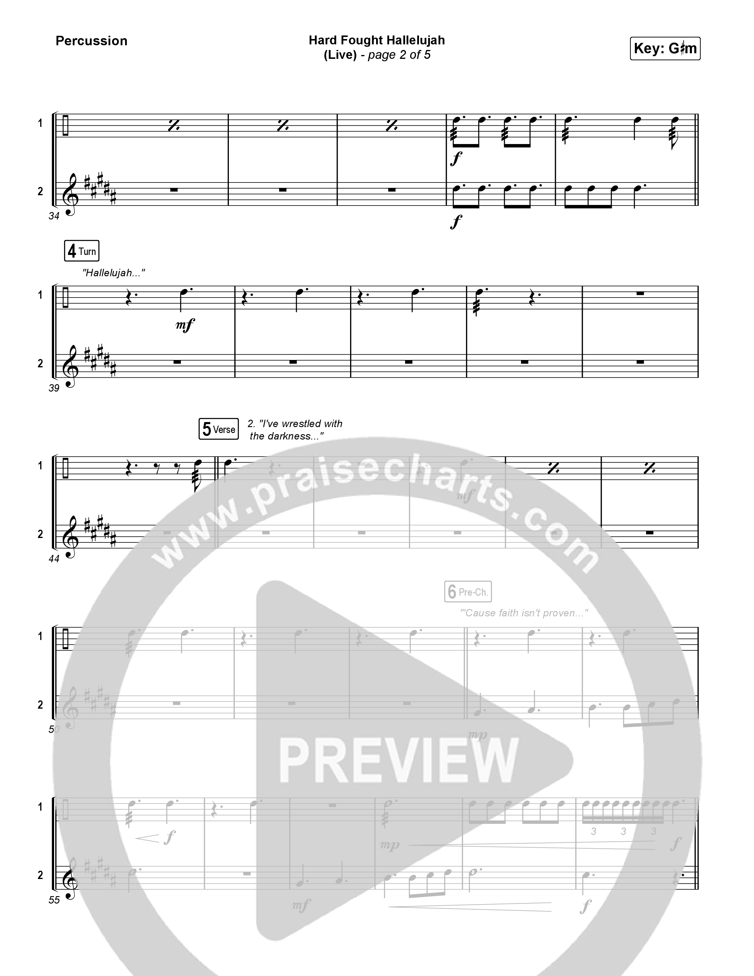 Hard Fought Hallelujah (Live) Percussion (Brandon Lake)