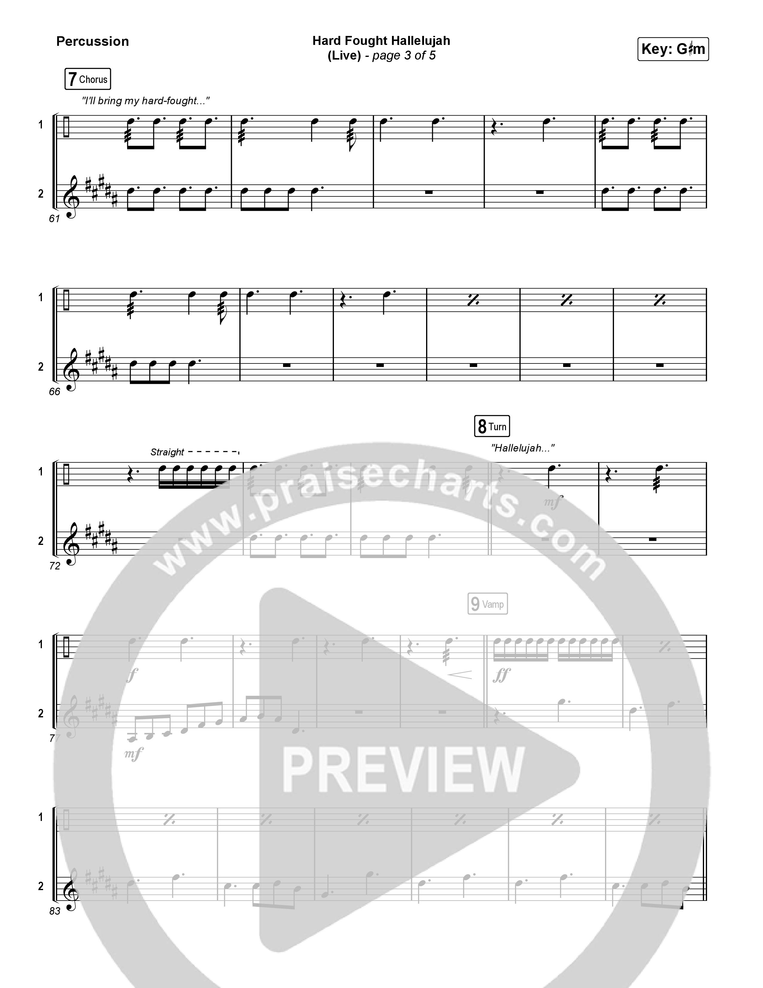 Hard Fought Hallelujah (Live) Percussion (Brandon Lake)