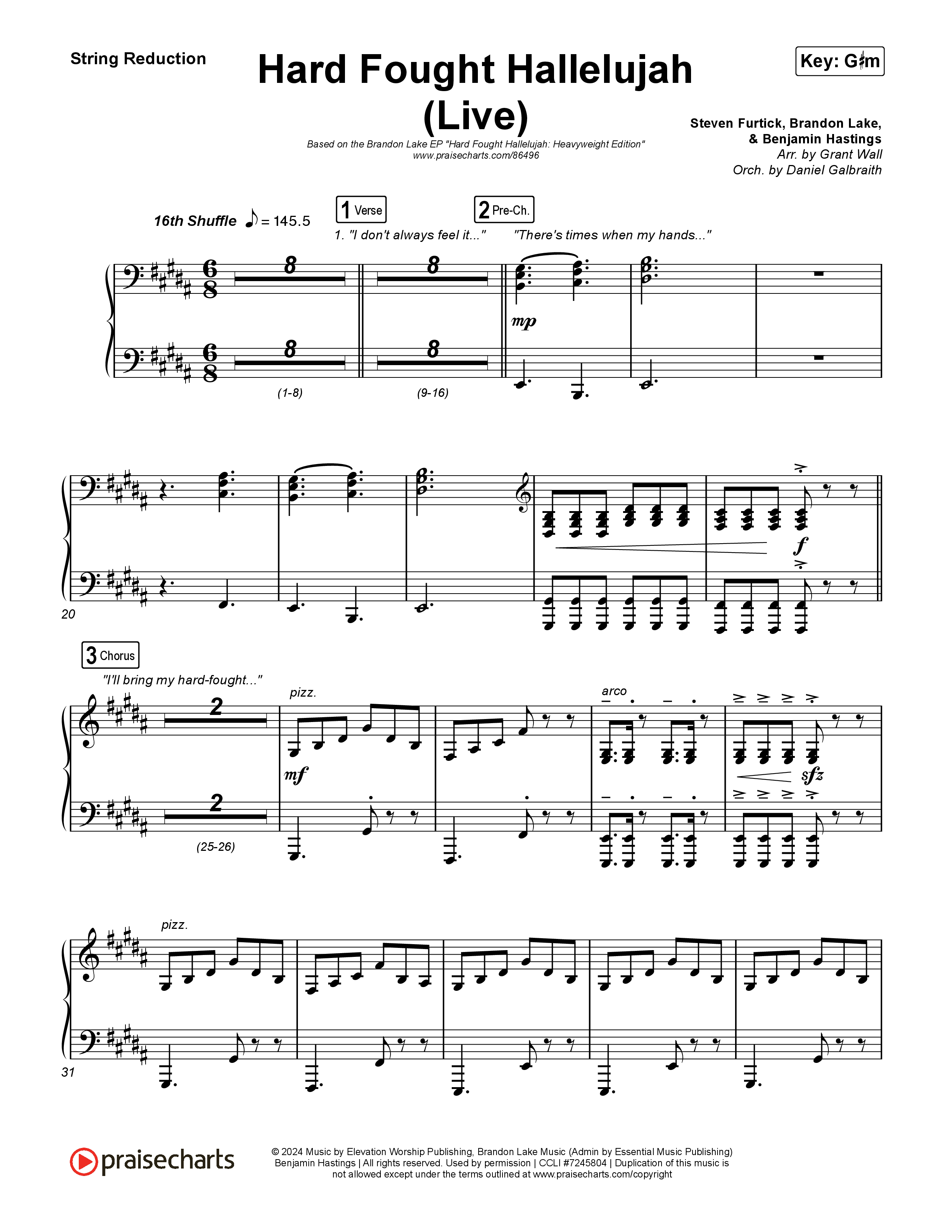 Hard Fought Hallelujah (Live) String Reduction (Brandon Lake)