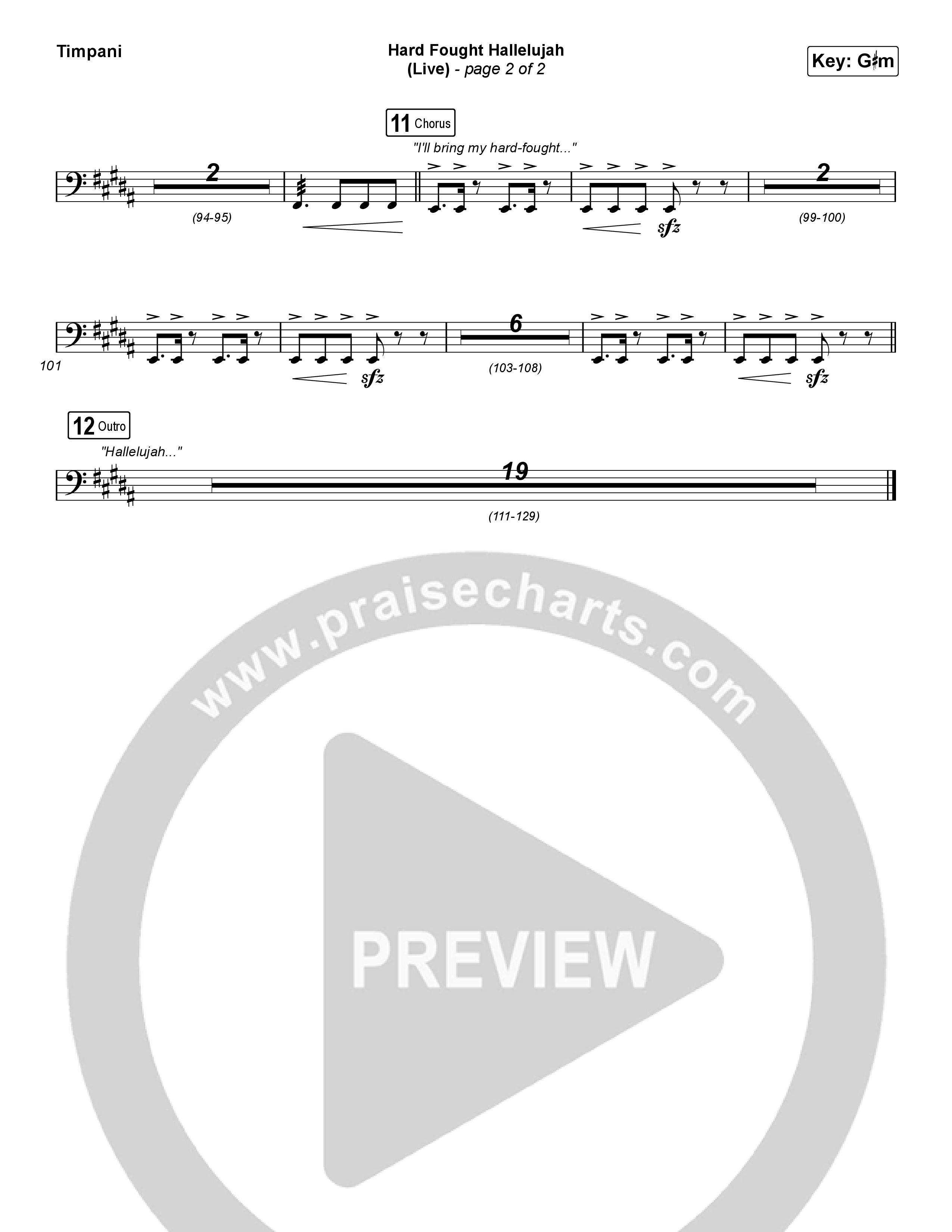 Hard Fought Hallelujah (Live) Timpani (Brandon Lake)