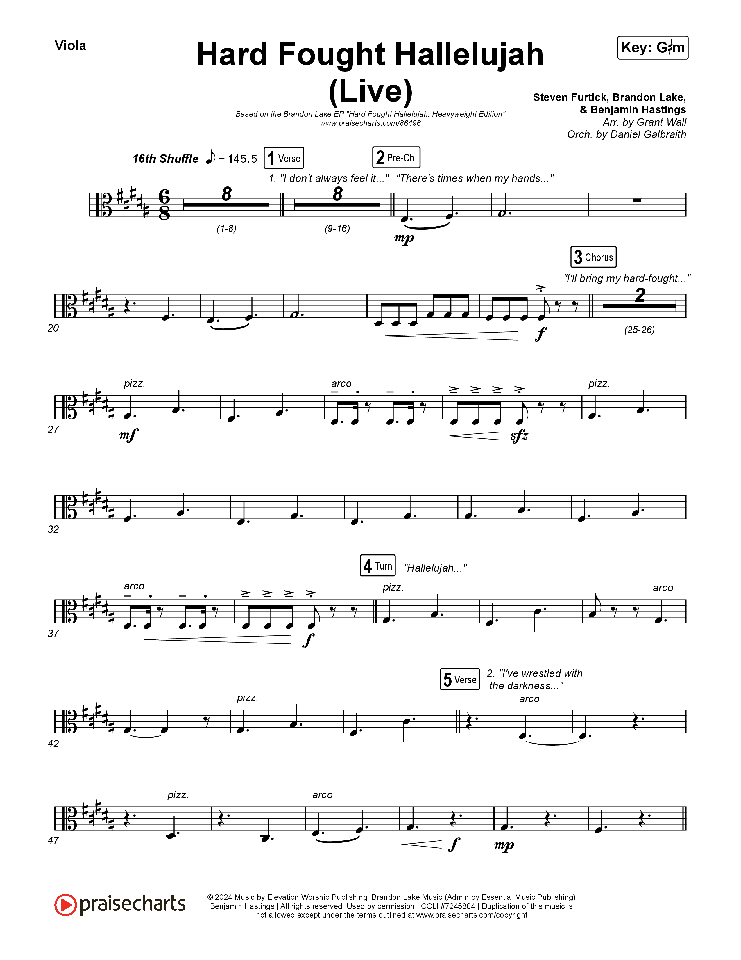 Hard Fought Hallelujah (Live) Viola (Brandon Lake)