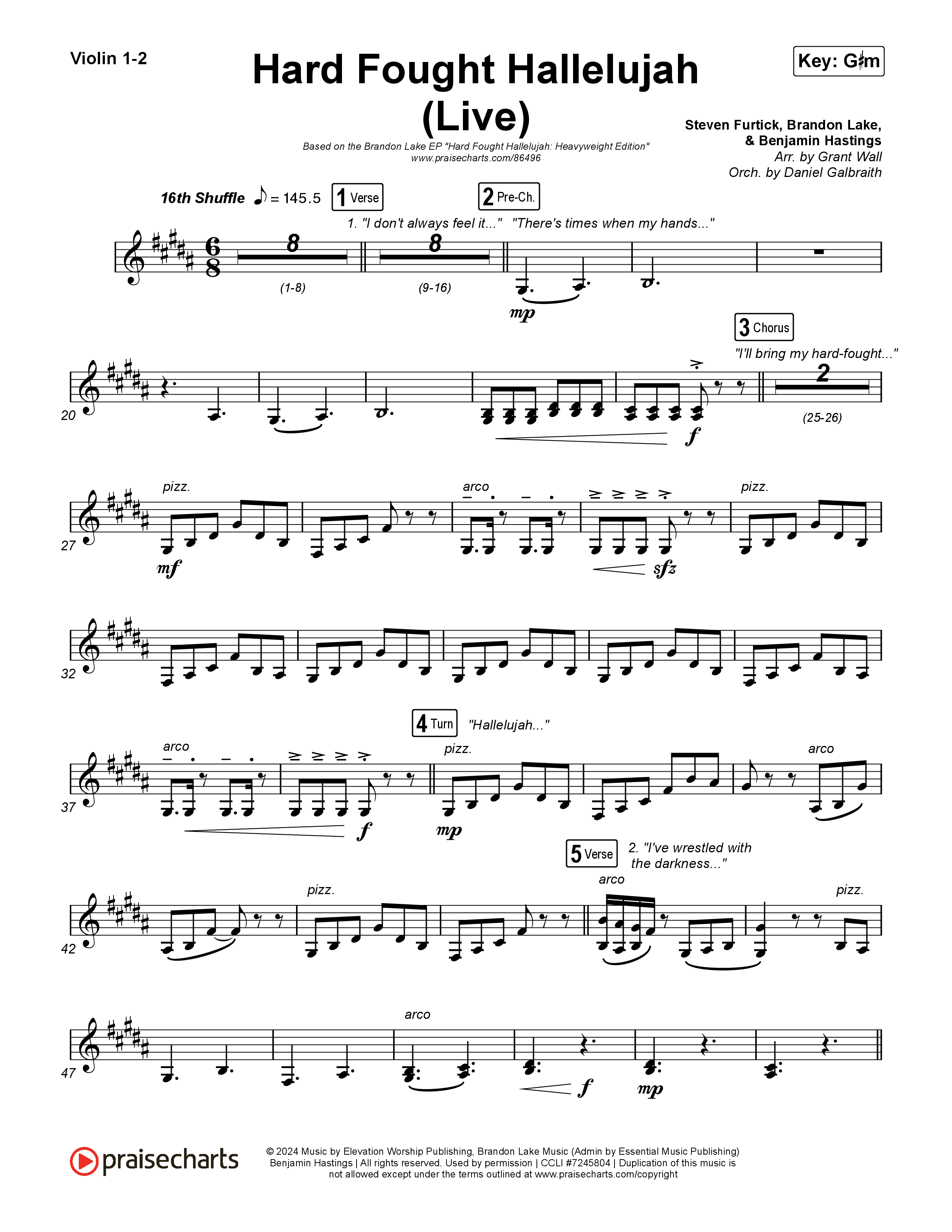 Hard Fought Hallelujah (Live) String Pack (Brandon Lake)