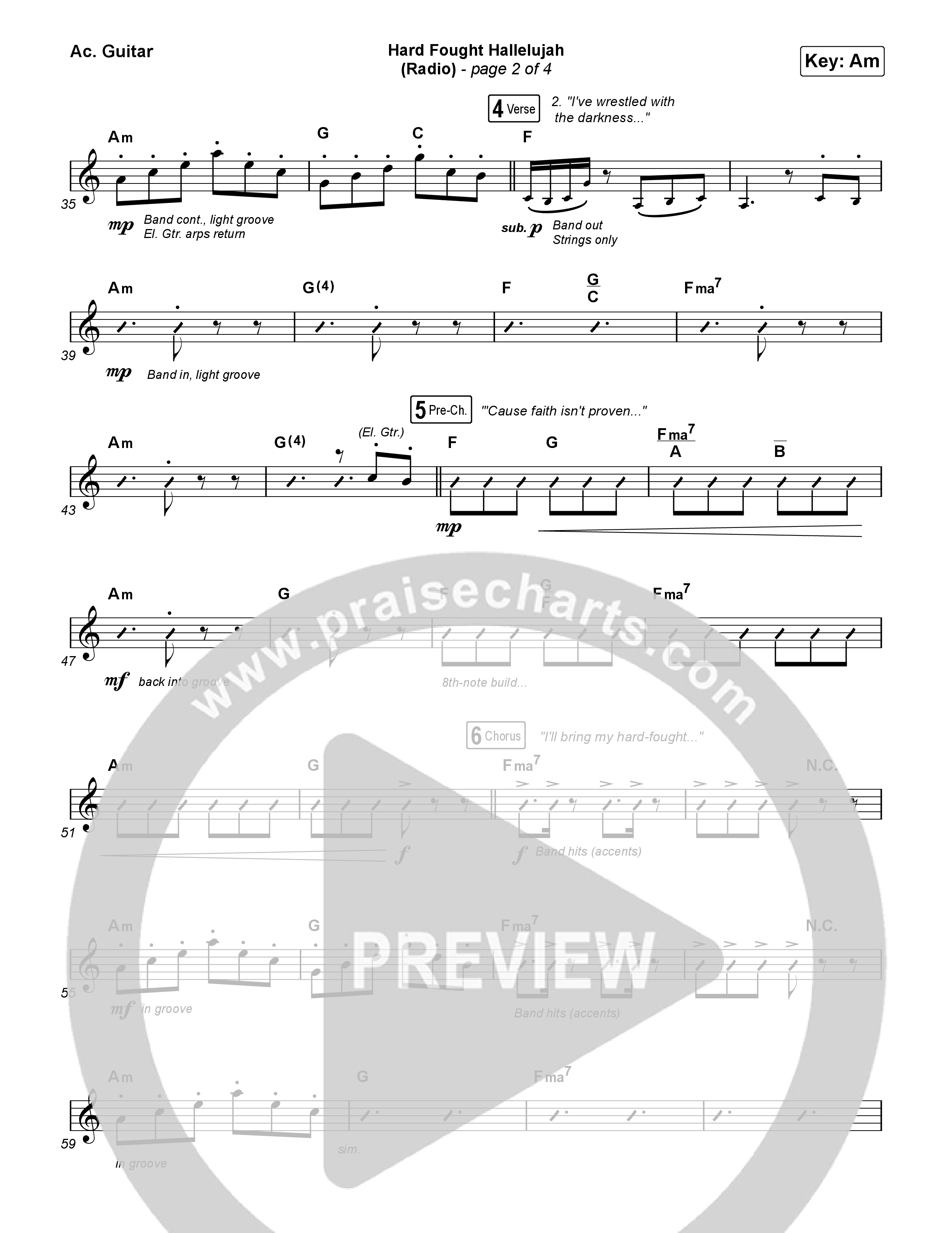 Hard Fought Hallelujah (Radio) Acoustic Guitar (Brandon Lake)