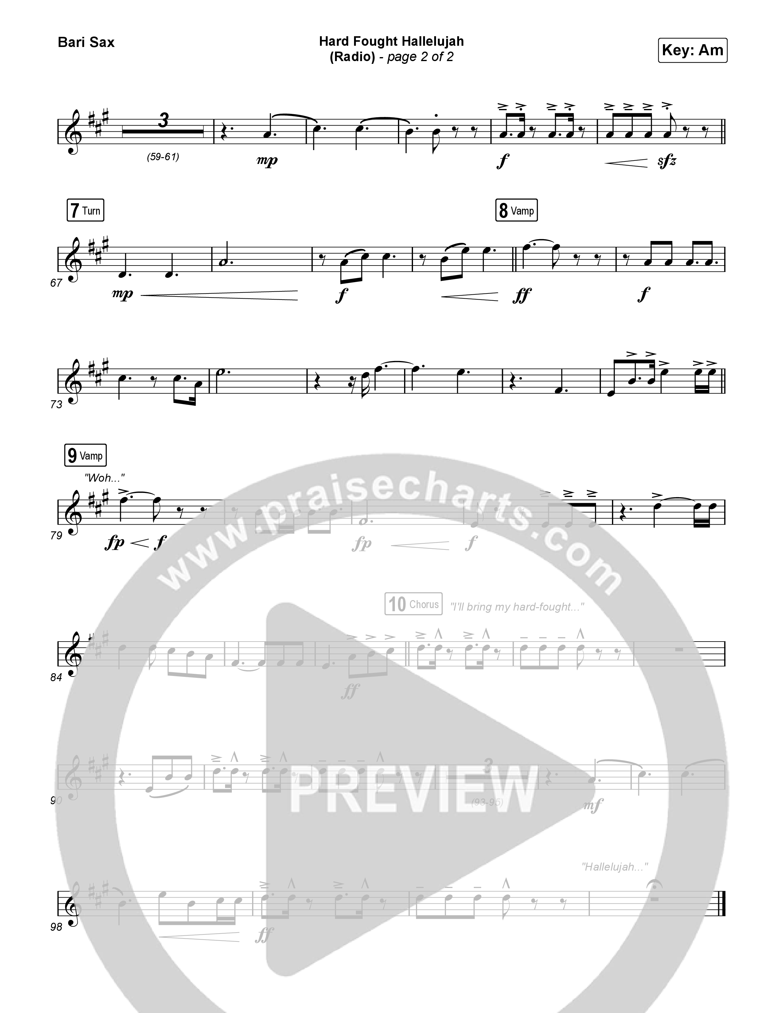 Hard Fought Hallelujah (Radio) Bari Sax (Brandon Lake)