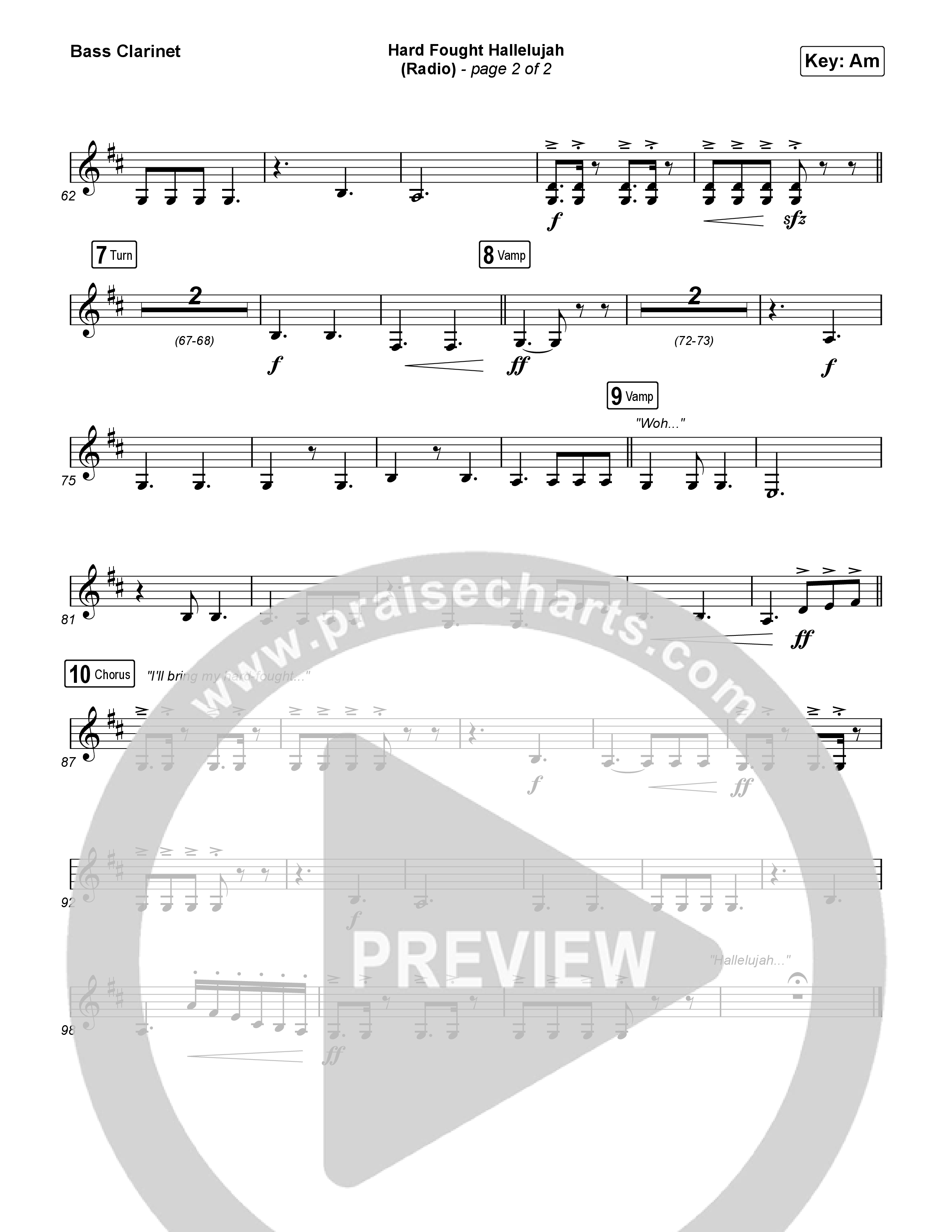 Hard Fought Hallelujah (Radio) Bass Clarinet (Brandon Lake)