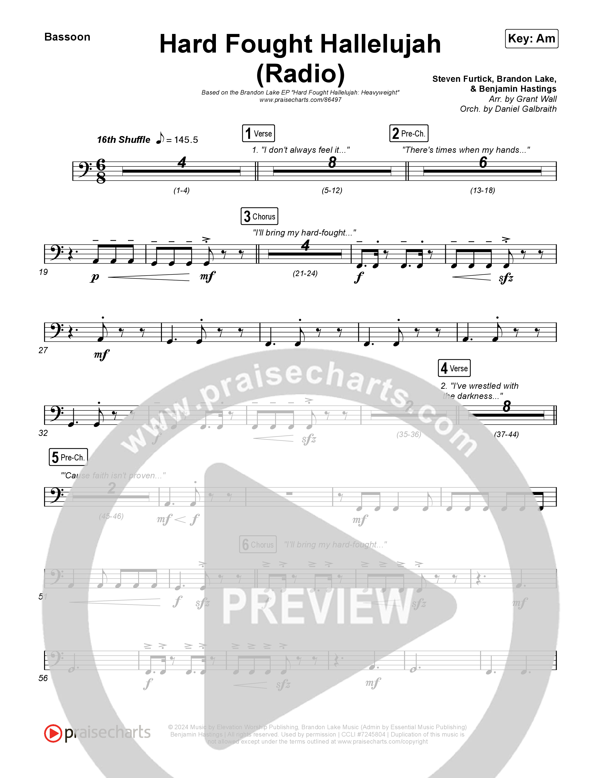 Hard Fought Hallelujah (Radio) Bassoon (Brandon Lake)