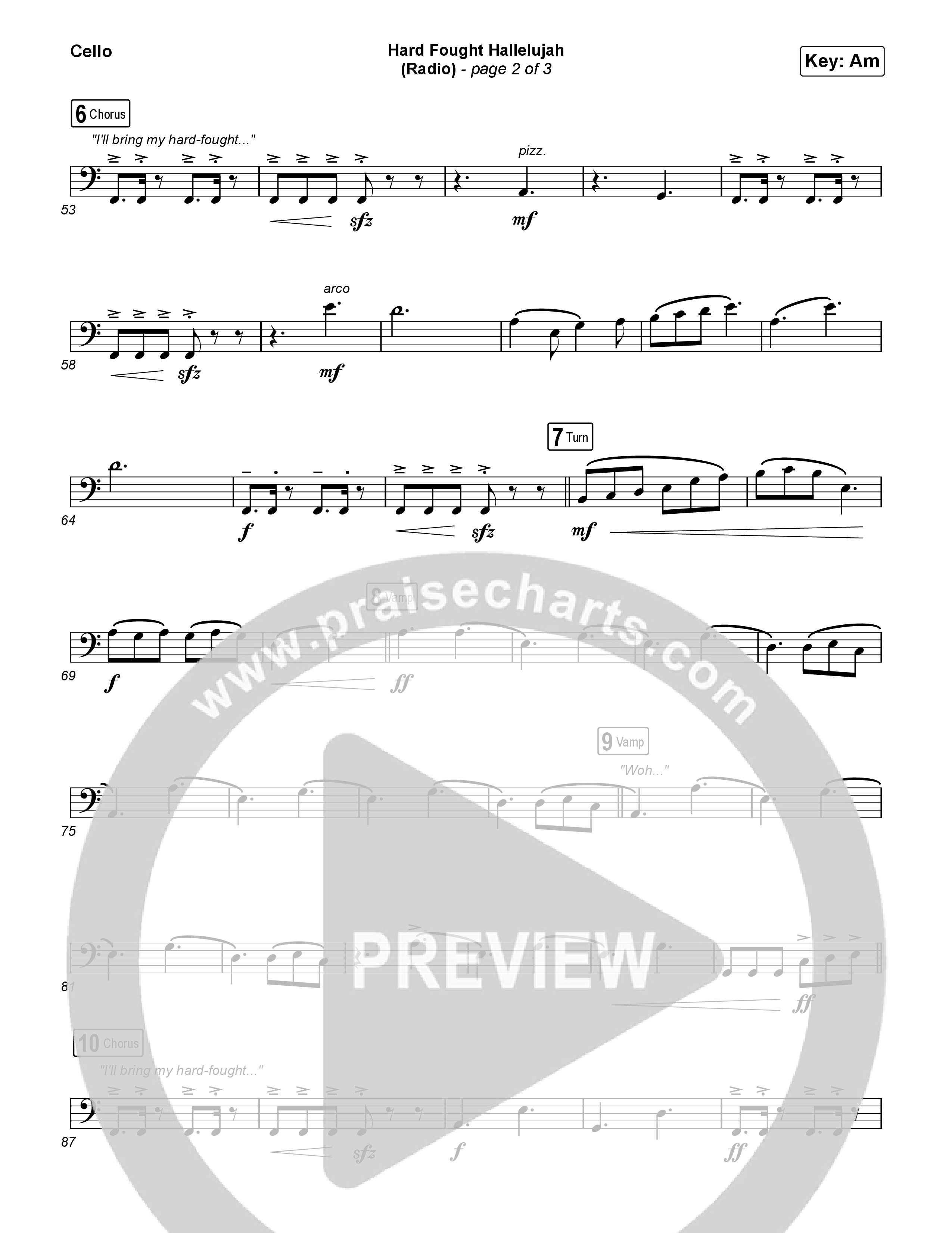 Hard Fought Hallelujah (Radio) Cello (Brandon Lake)