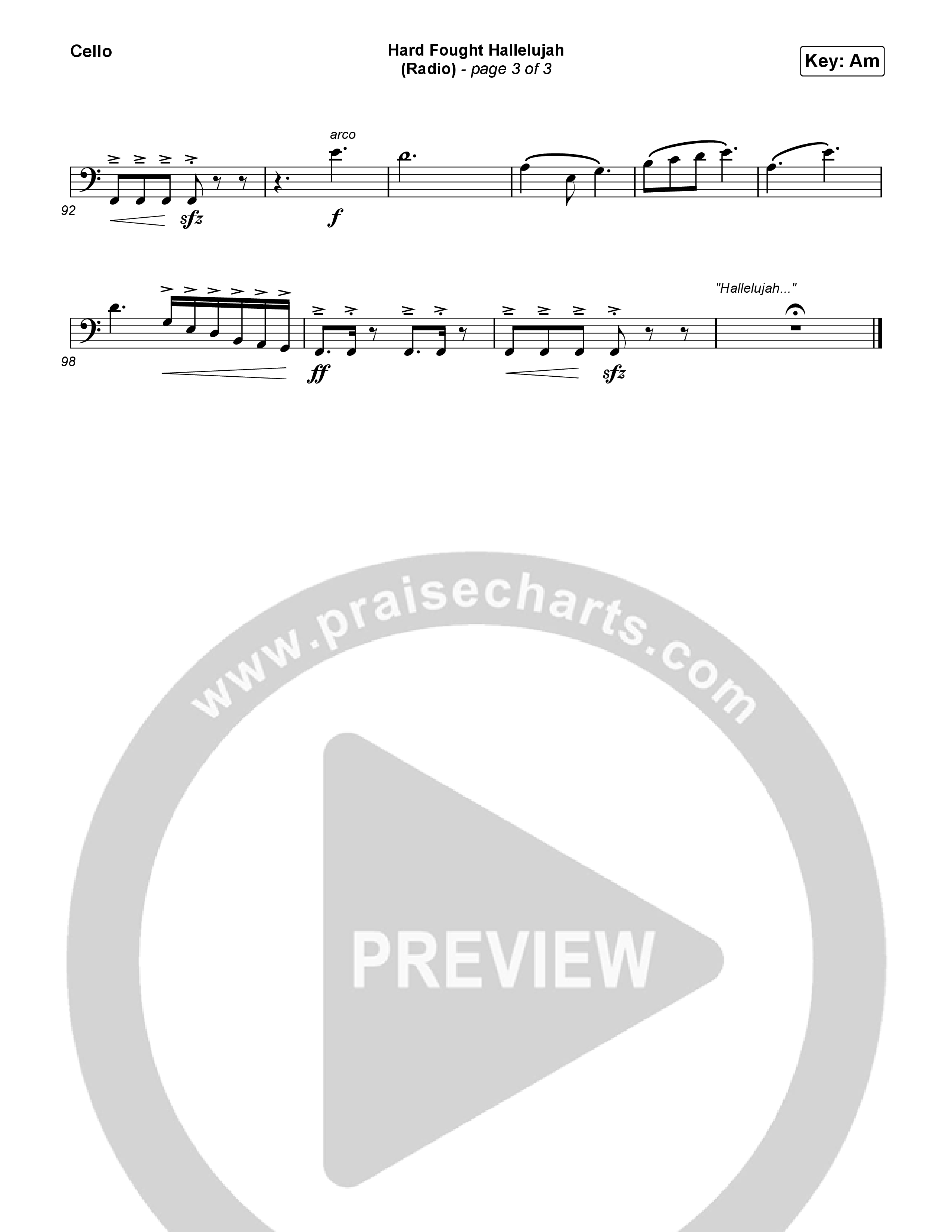 Hard Fought Hallelujah (Radio) Cello (Brandon Lake)