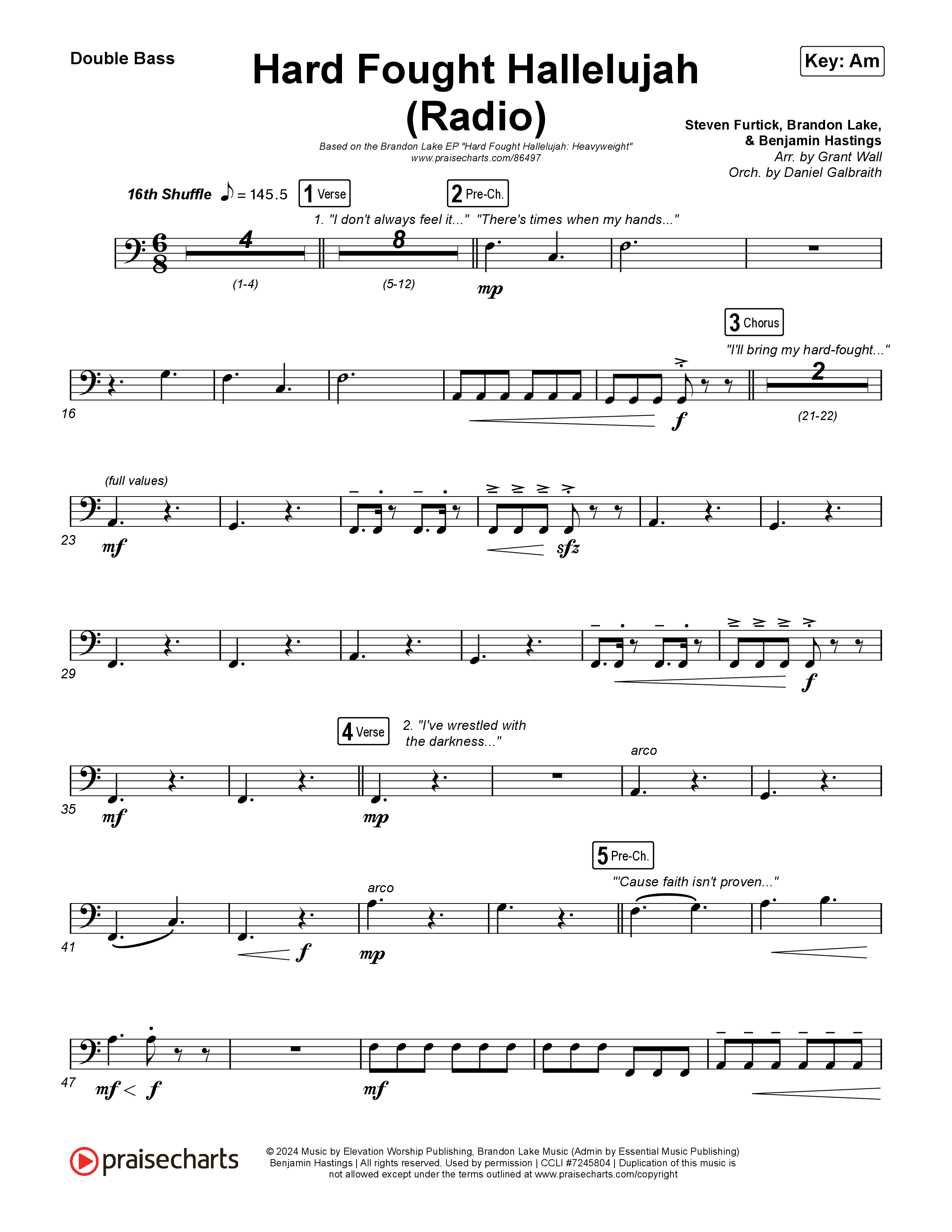 Hard Fought Hallelujah (Radio) String Bass (Brandon Lake)