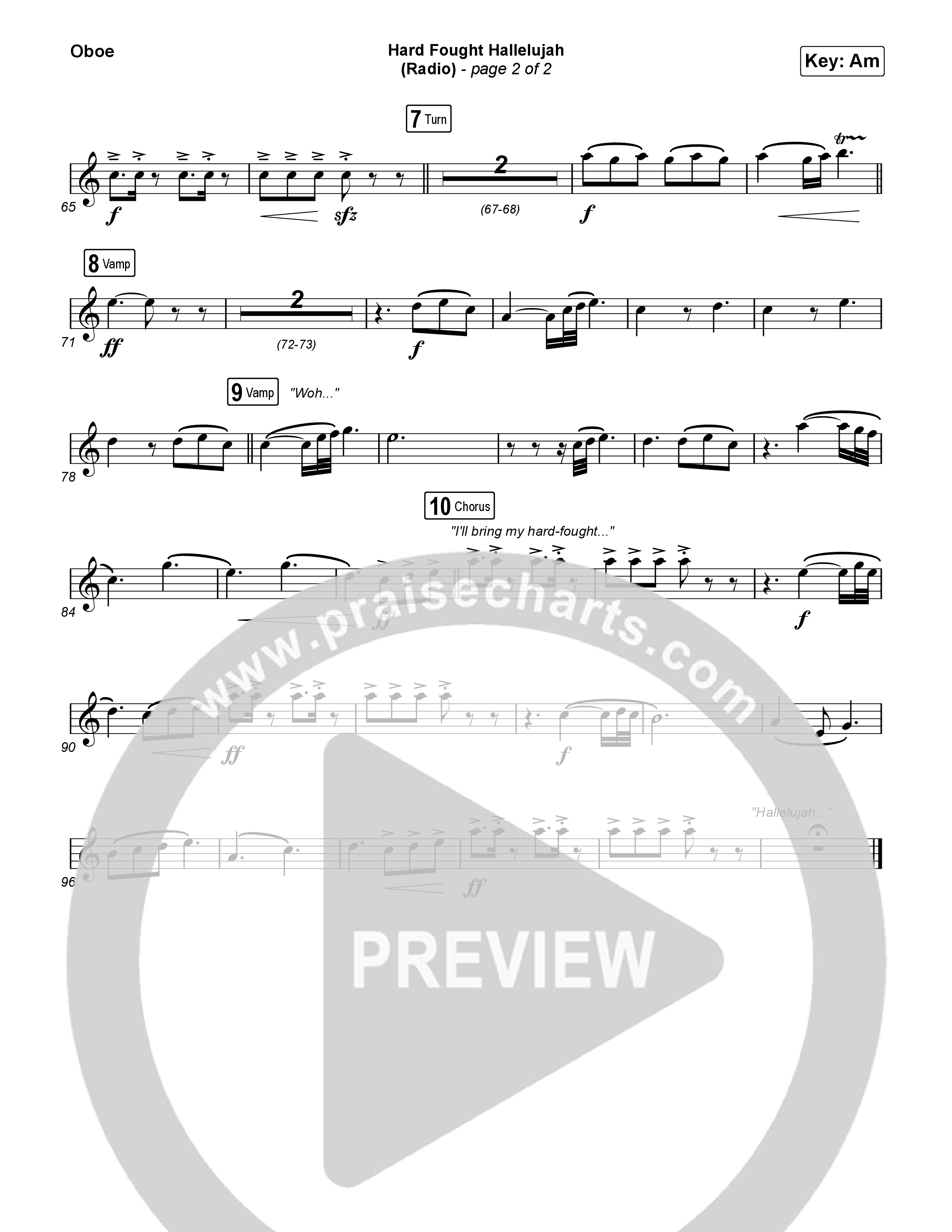 Hard Fought Hallelujah (Radio) Oboe (Brandon Lake)