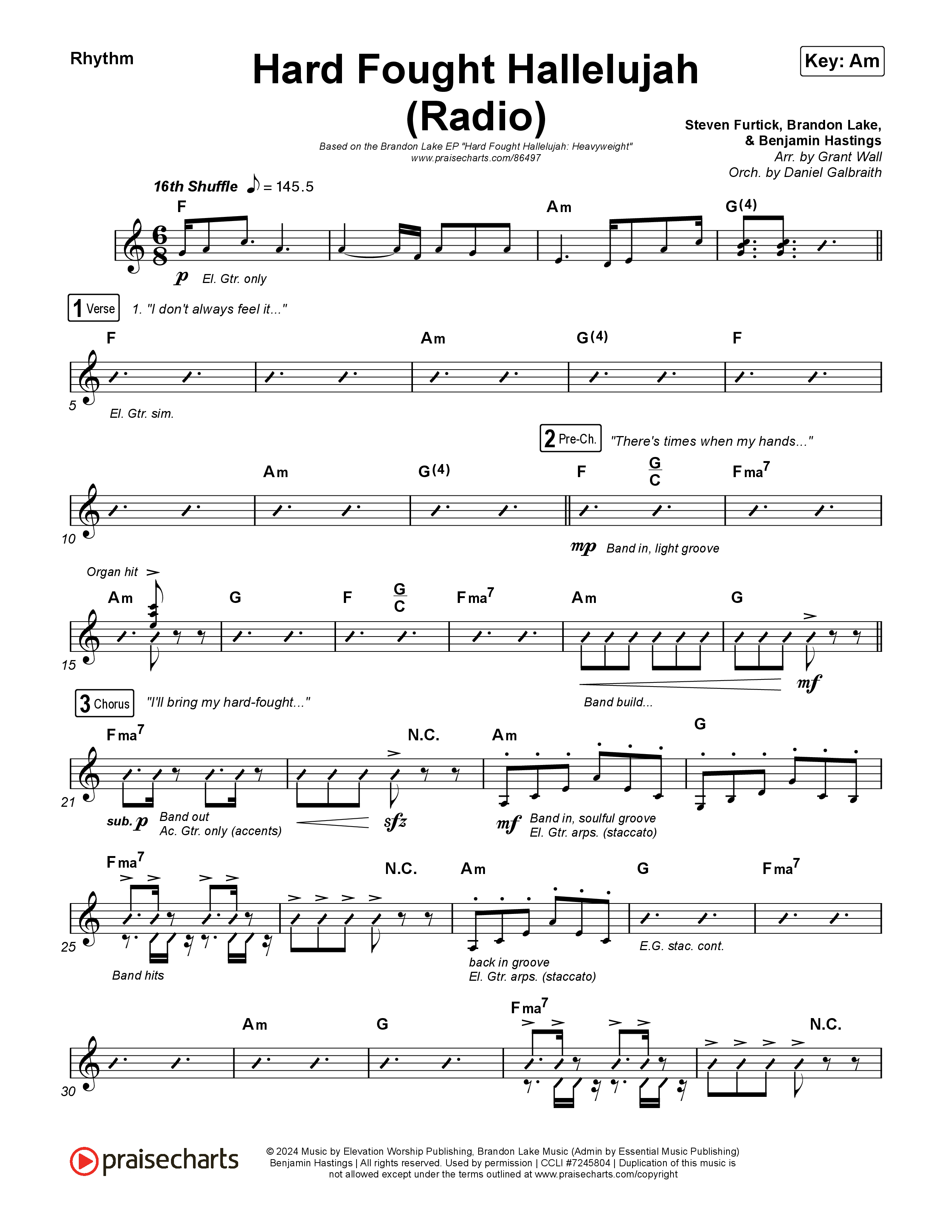 Hard Fought Hallelujah (Radio) Rhythm Pack (Brandon Lake)