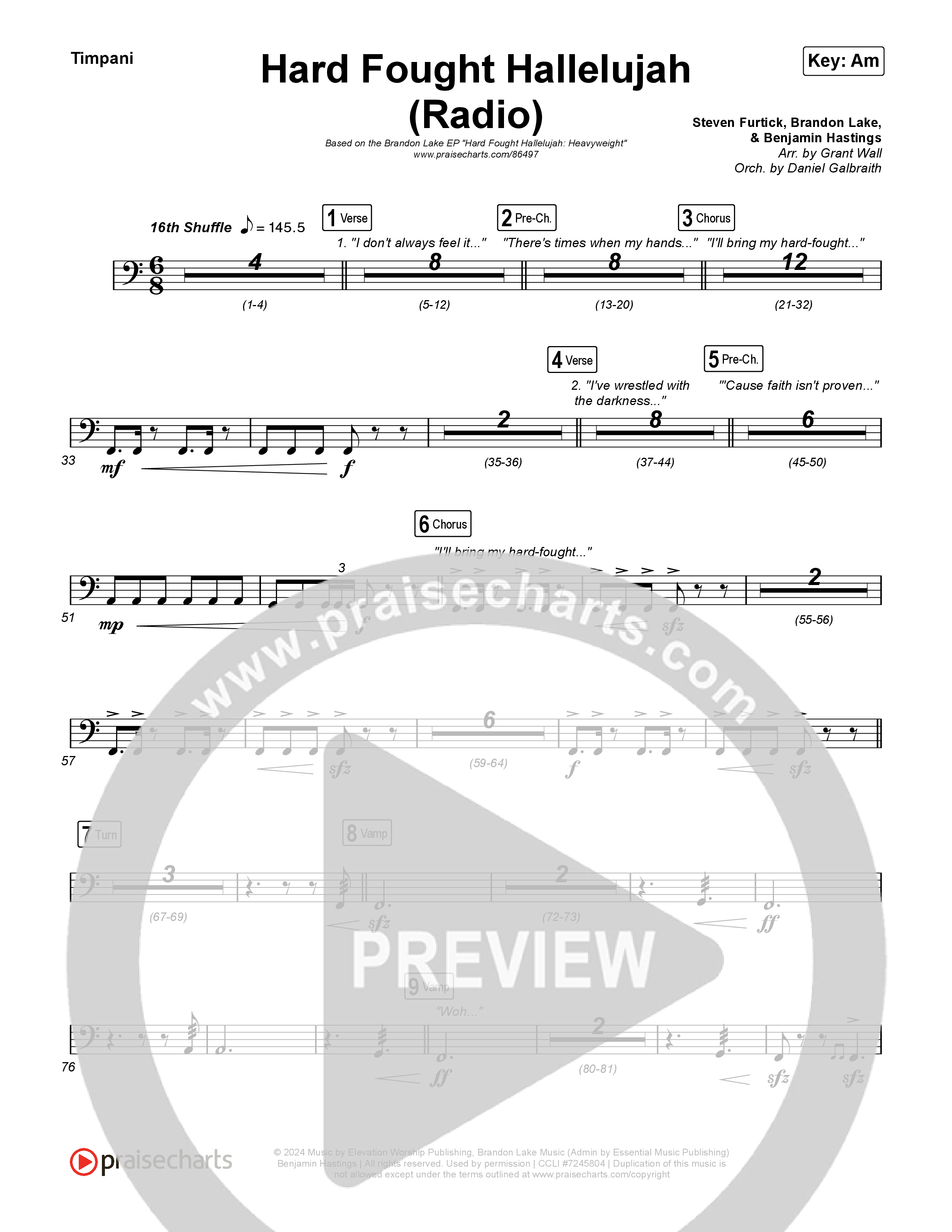 Hard Fought Hallelujah (Radio) Timpani (Brandon Lake)