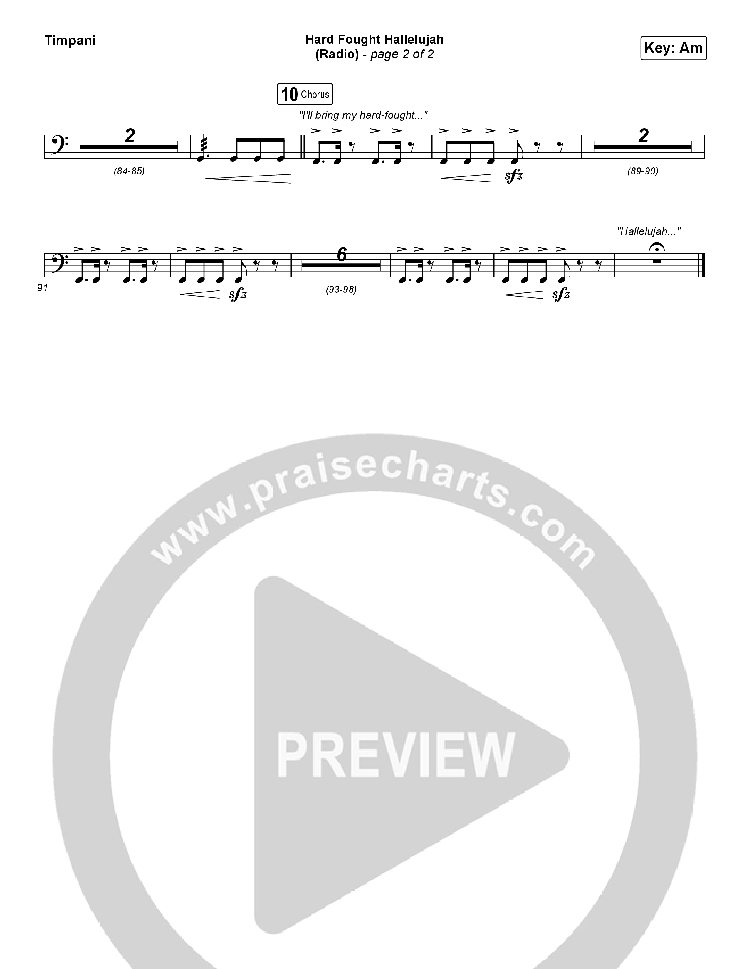 Hard Fought Hallelujah (Radio) Timpani (Brandon Lake)