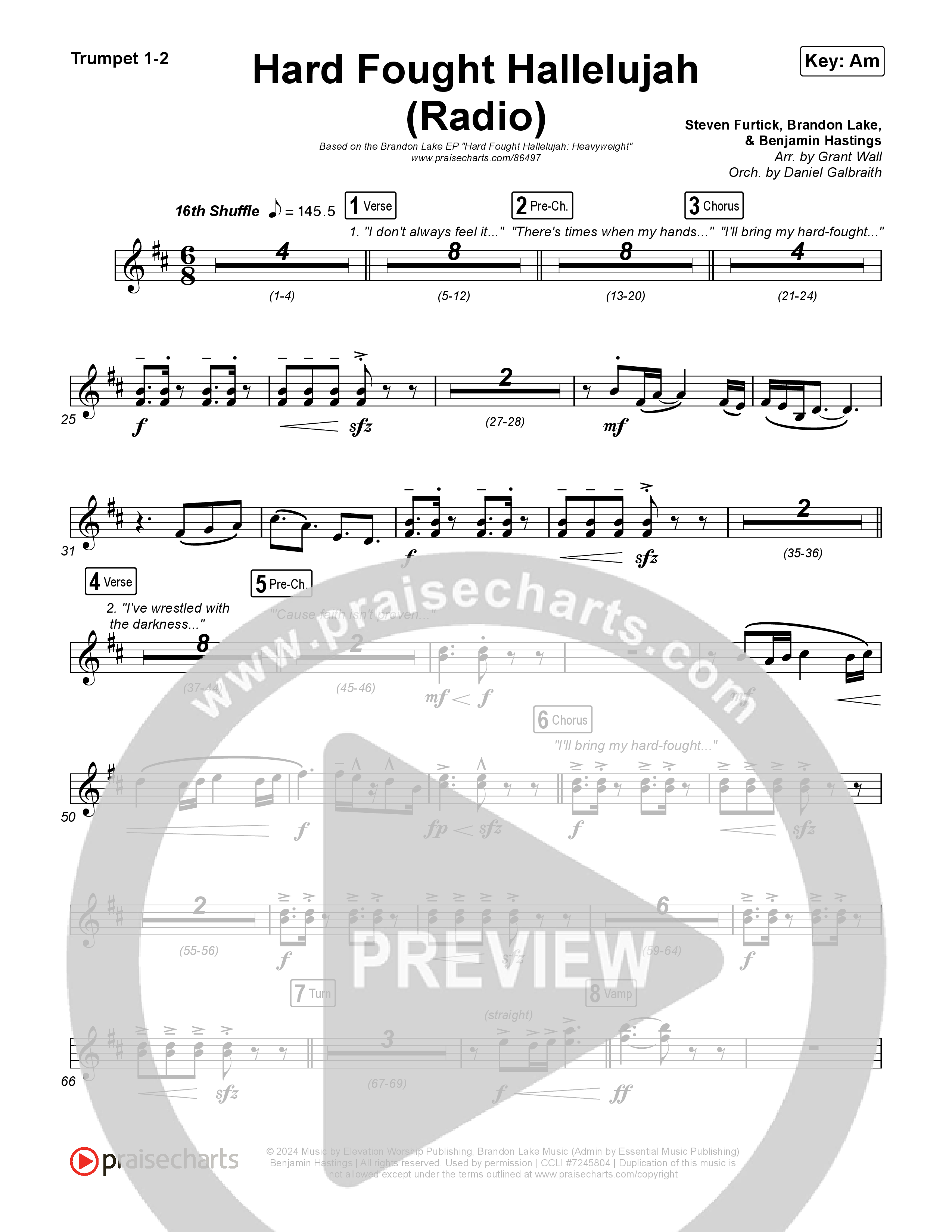 Hard Fought Hallelujah (Radio) Brass Pack (Brandon Lake)