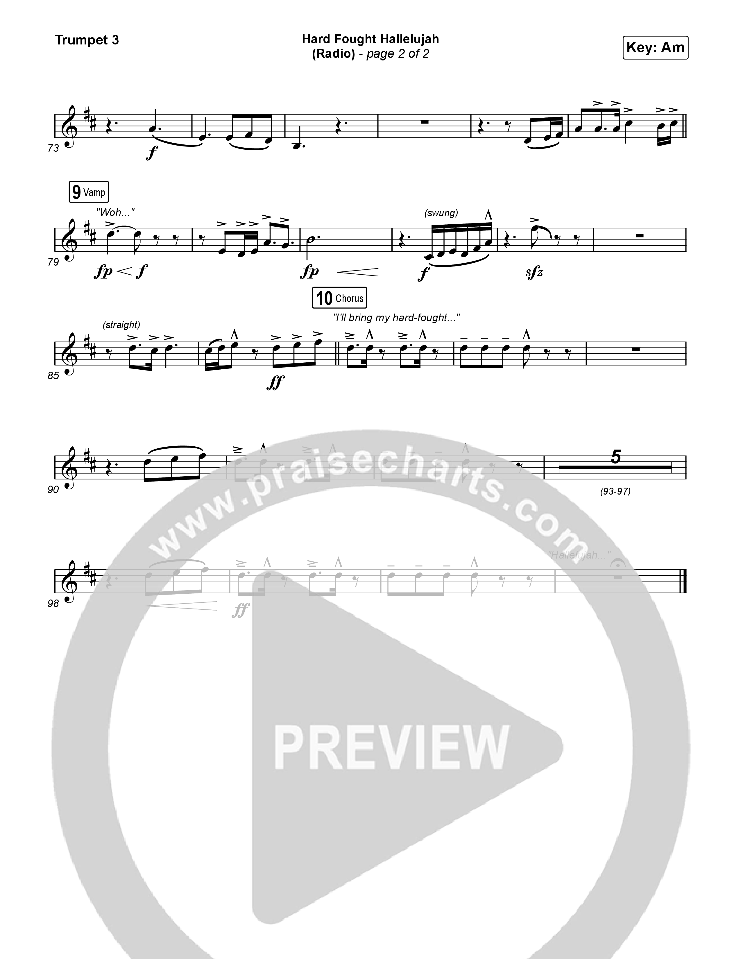 Hard Fought Hallelujah (Radio) Trumpet 3 (Brandon Lake)