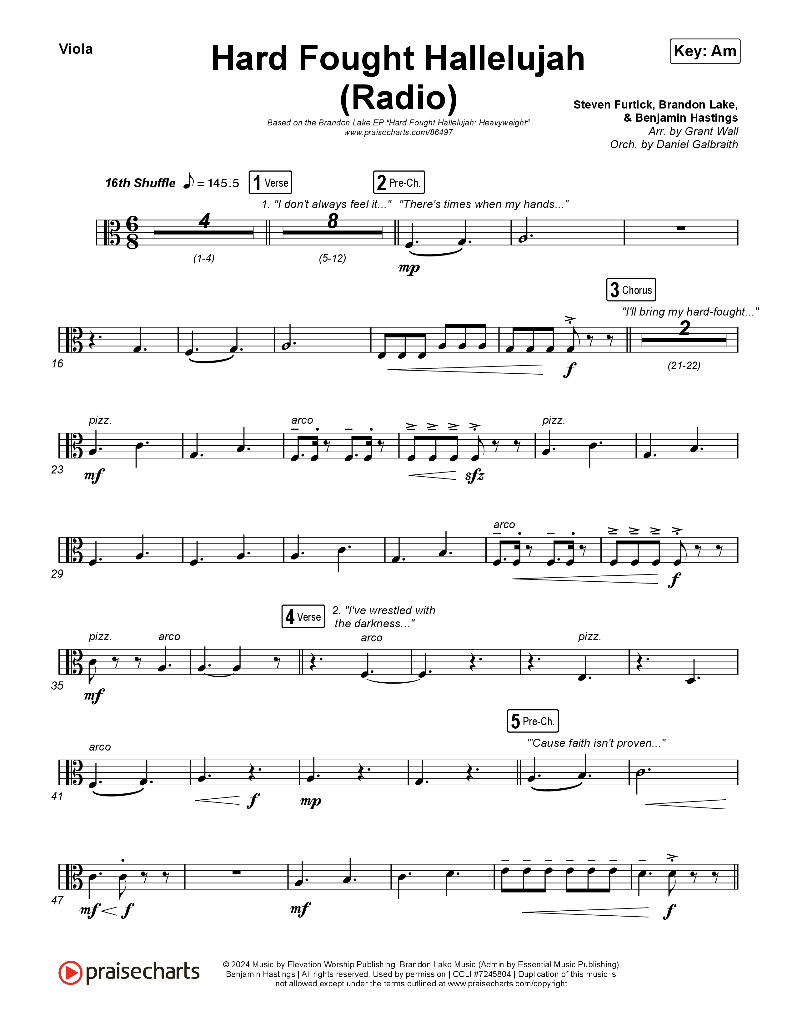 Hard Fought Hallelujah (Radio) Viola (Brandon Lake)