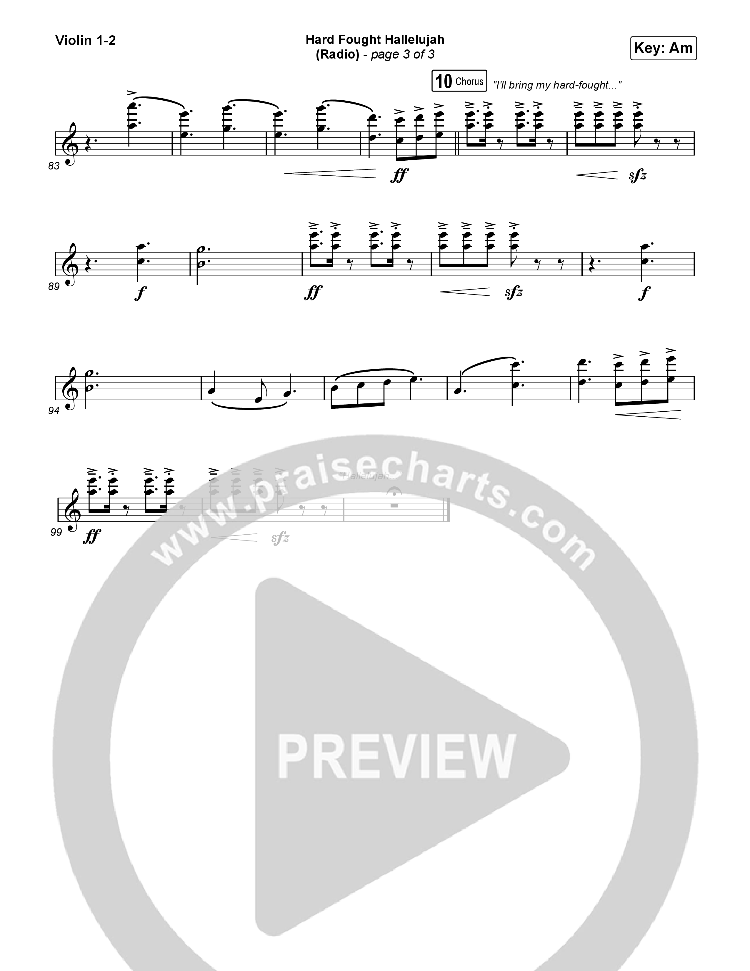 Hard Fought Hallelujah (Radio) Violin 1,2 (Brandon Lake)