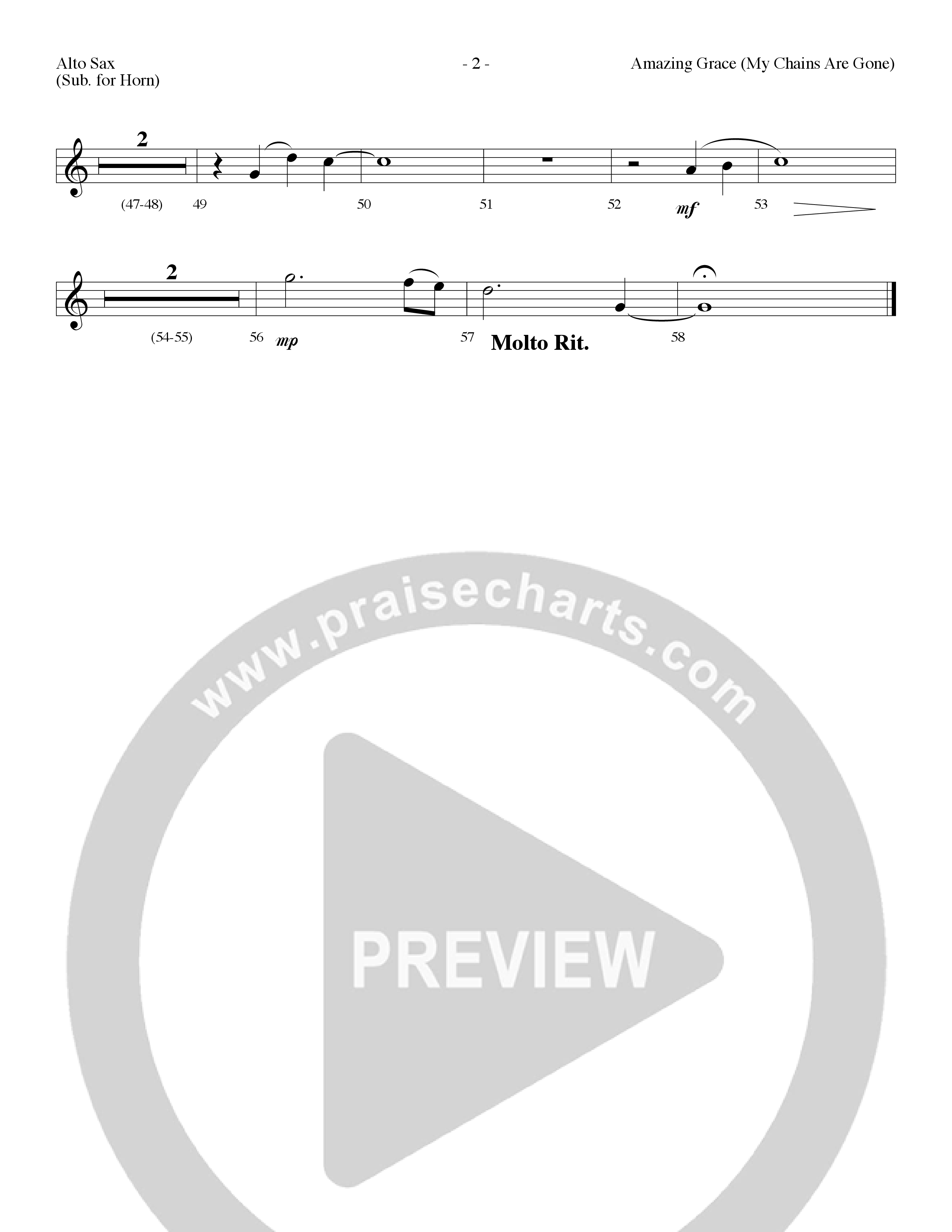 Amazing Grace (My Chains Are Gone) (Choral Anthem SATB) Alto Sax (Lifeway Choral / Arr. Dennis Allen)