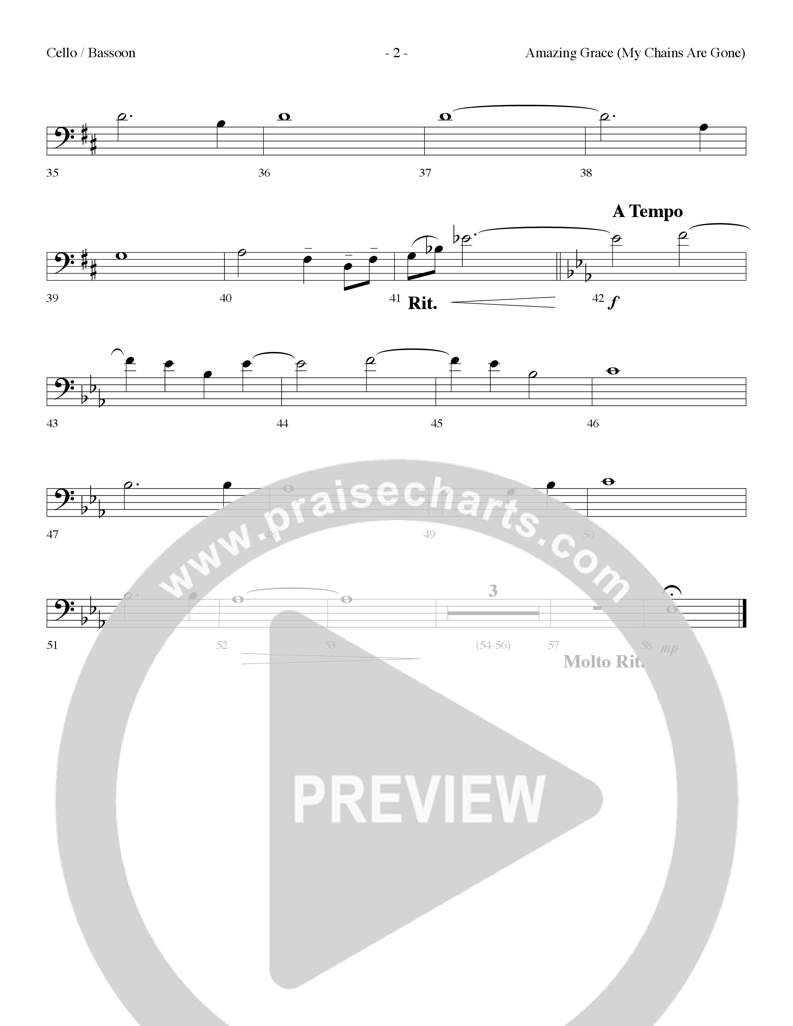 Amazing Grace (My Chains Are Gone) (Choral Anthem SATB) Cello (Lifeway Choral / Arr. Dennis Allen)