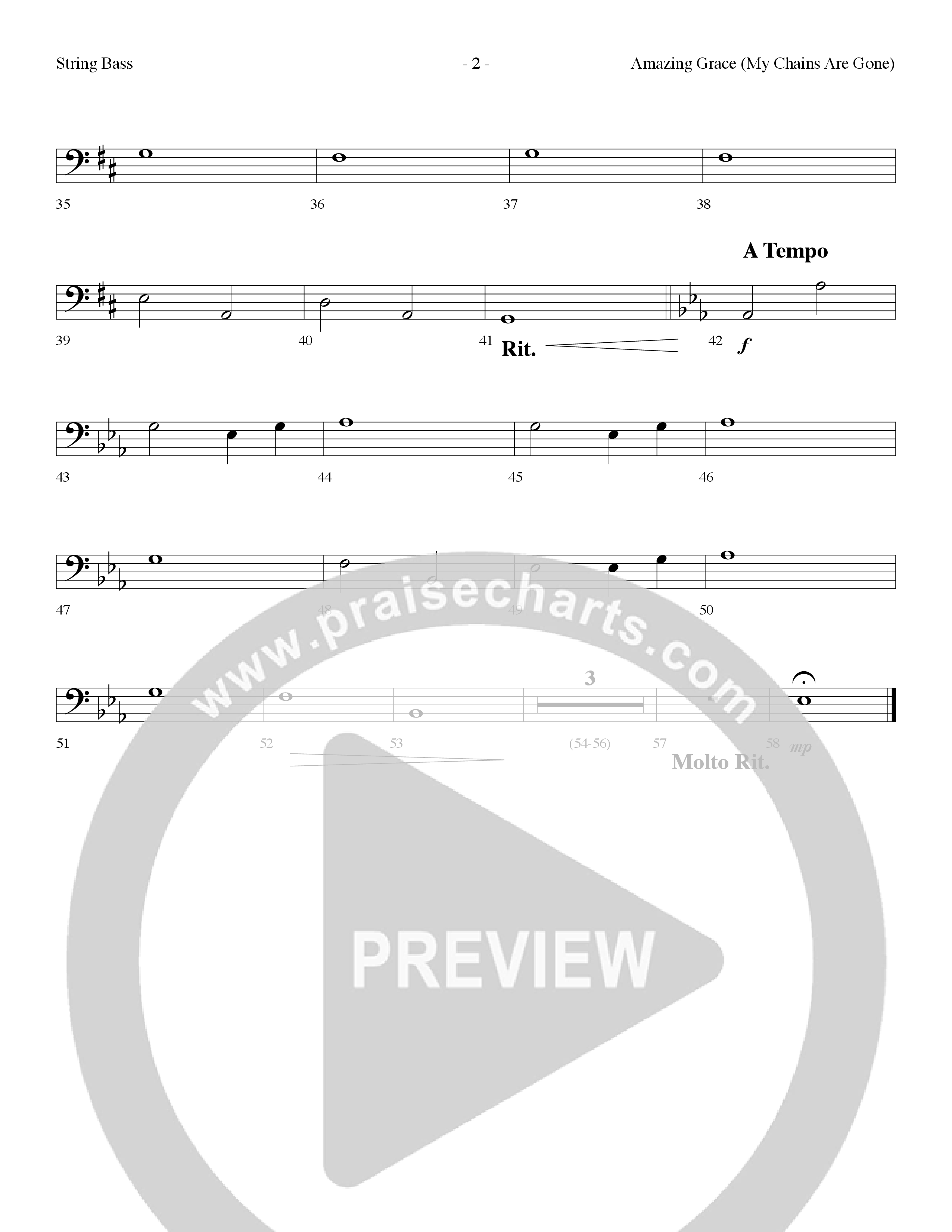 Amazing Grace (My Chains Are Gone) (Choral Anthem SATB) String Bass (Lifeway Choral / Arr. Dennis Allen)