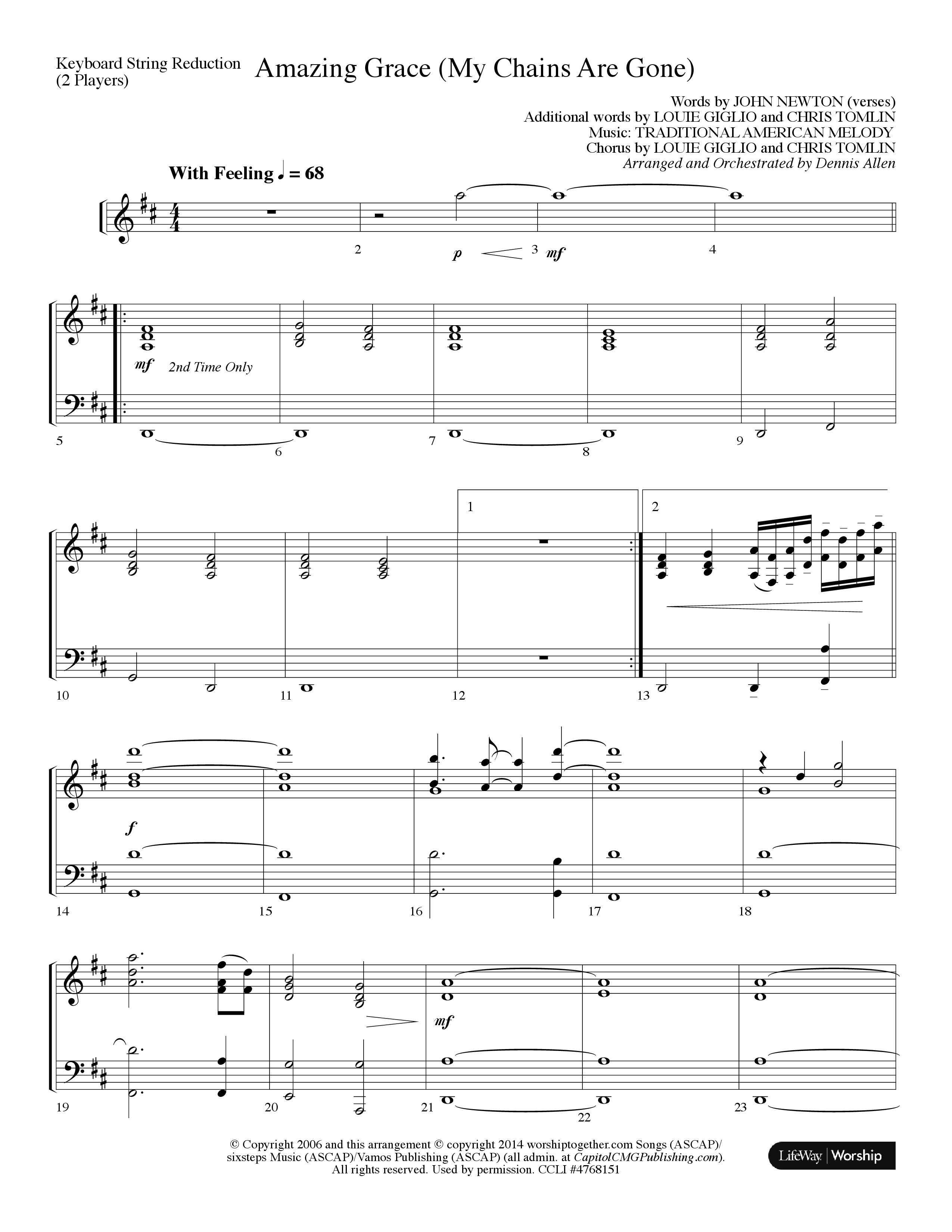 Amazing Grace (My Chains Are Gone) (Choral Anthem SATB) String Reduction (Lifeway Choral / Arr. Dennis Allen)