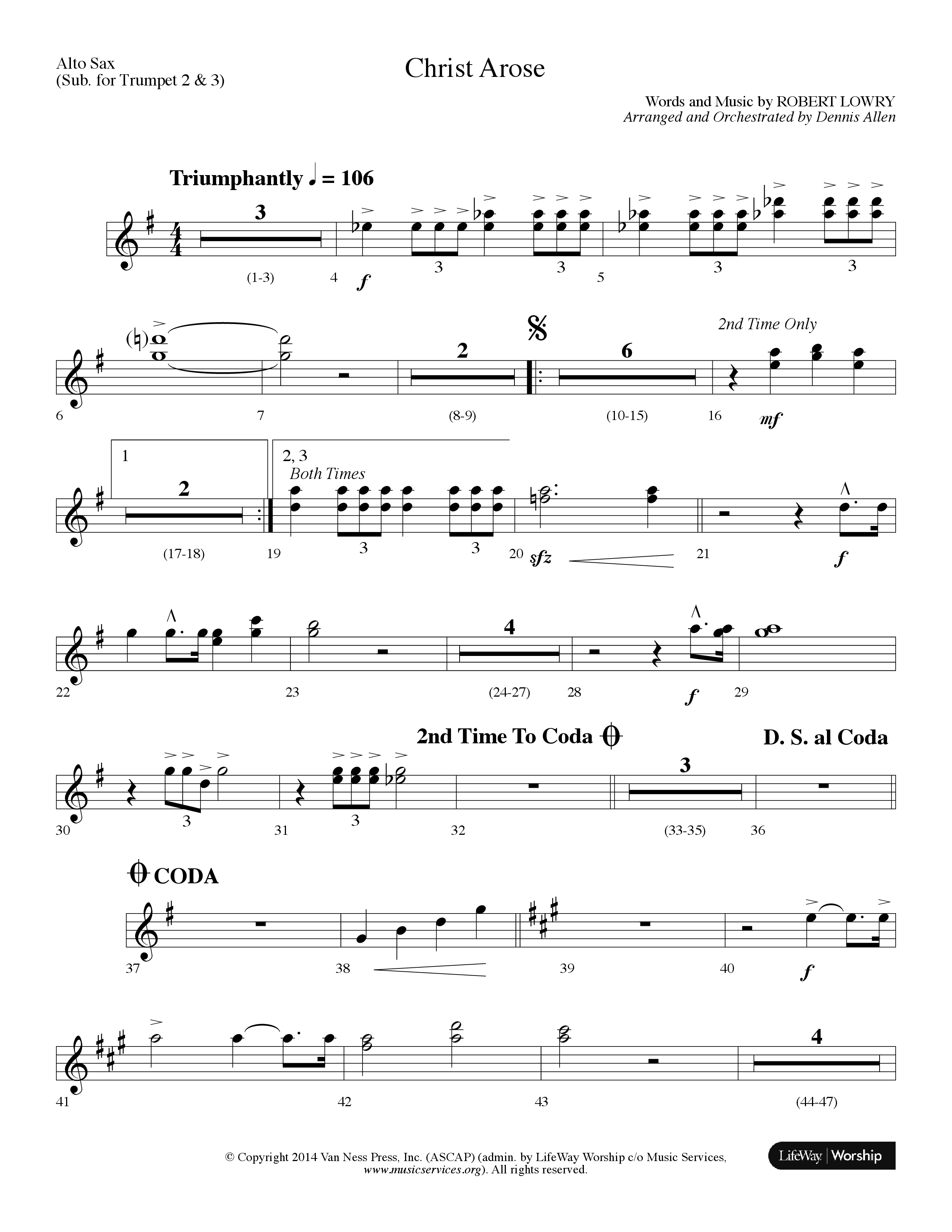 Christ Arose (Choral Anthem SATB) Alto Sax (Lifeway Choral / Arr. Dennis Allen)