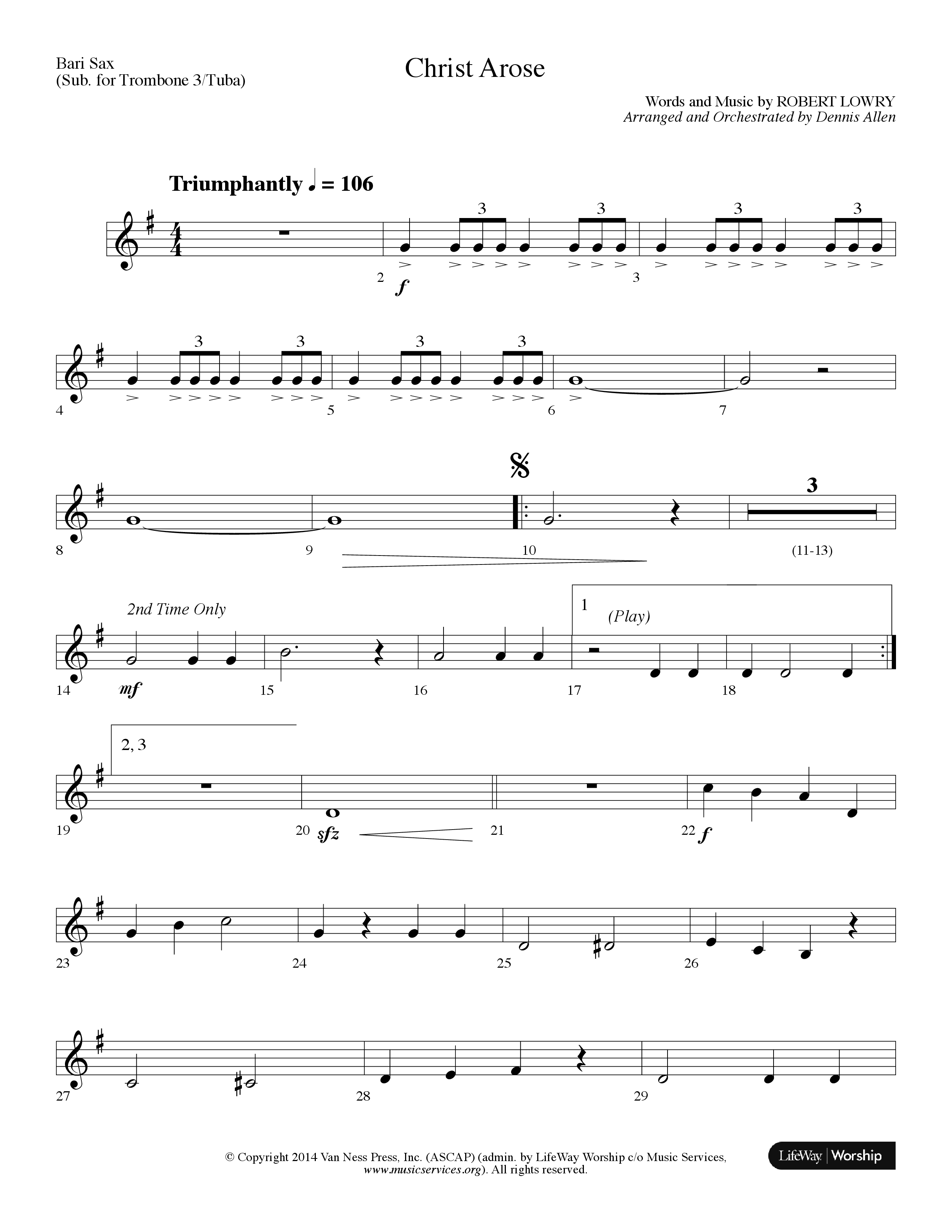 Christ Arose (Choral Anthem SATB) Bari Sax (Lifeway Choral / Arr. Dennis Allen)