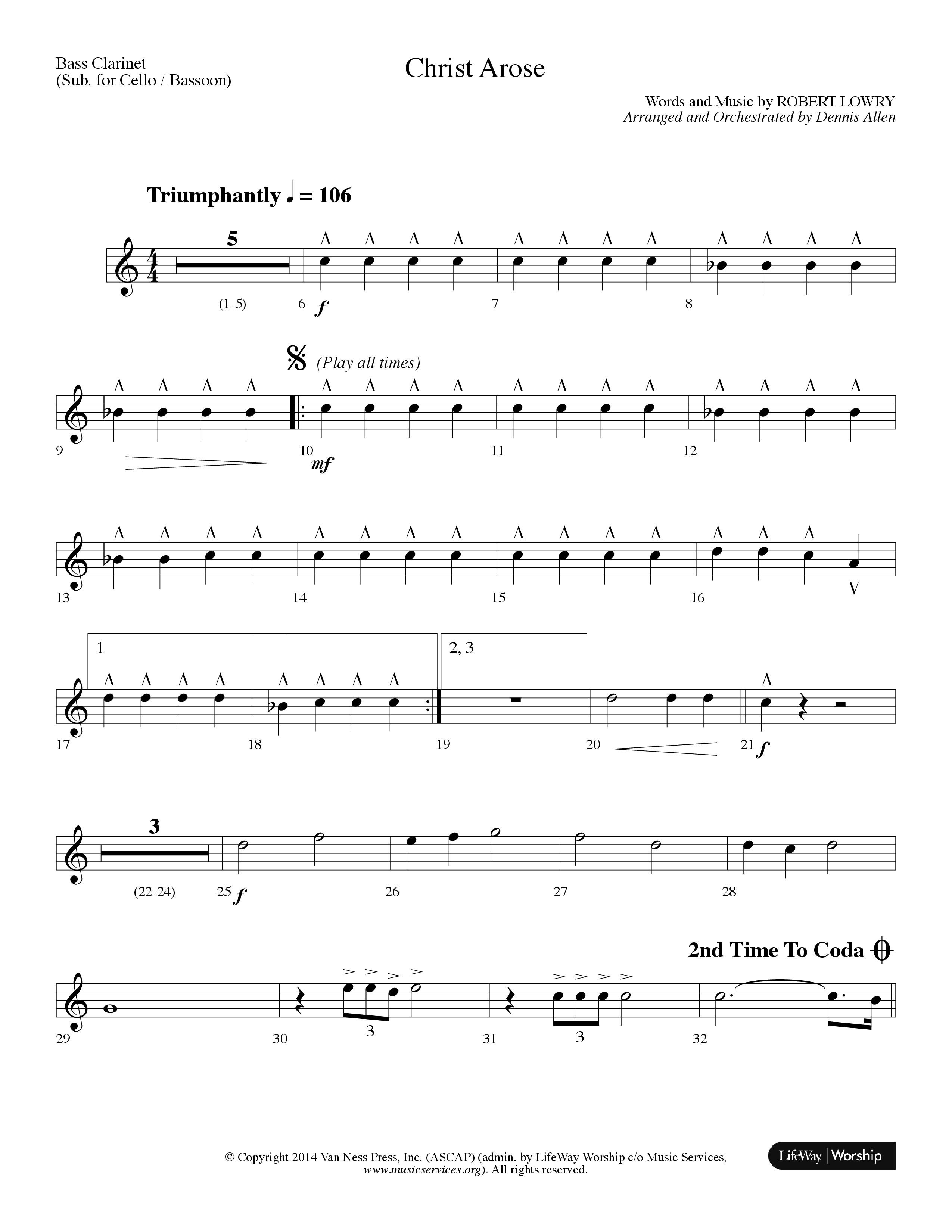 Christ Arose (Choral Anthem SATB) Bass Clarinet (Lifeway Choral / Arr. Dennis Allen)