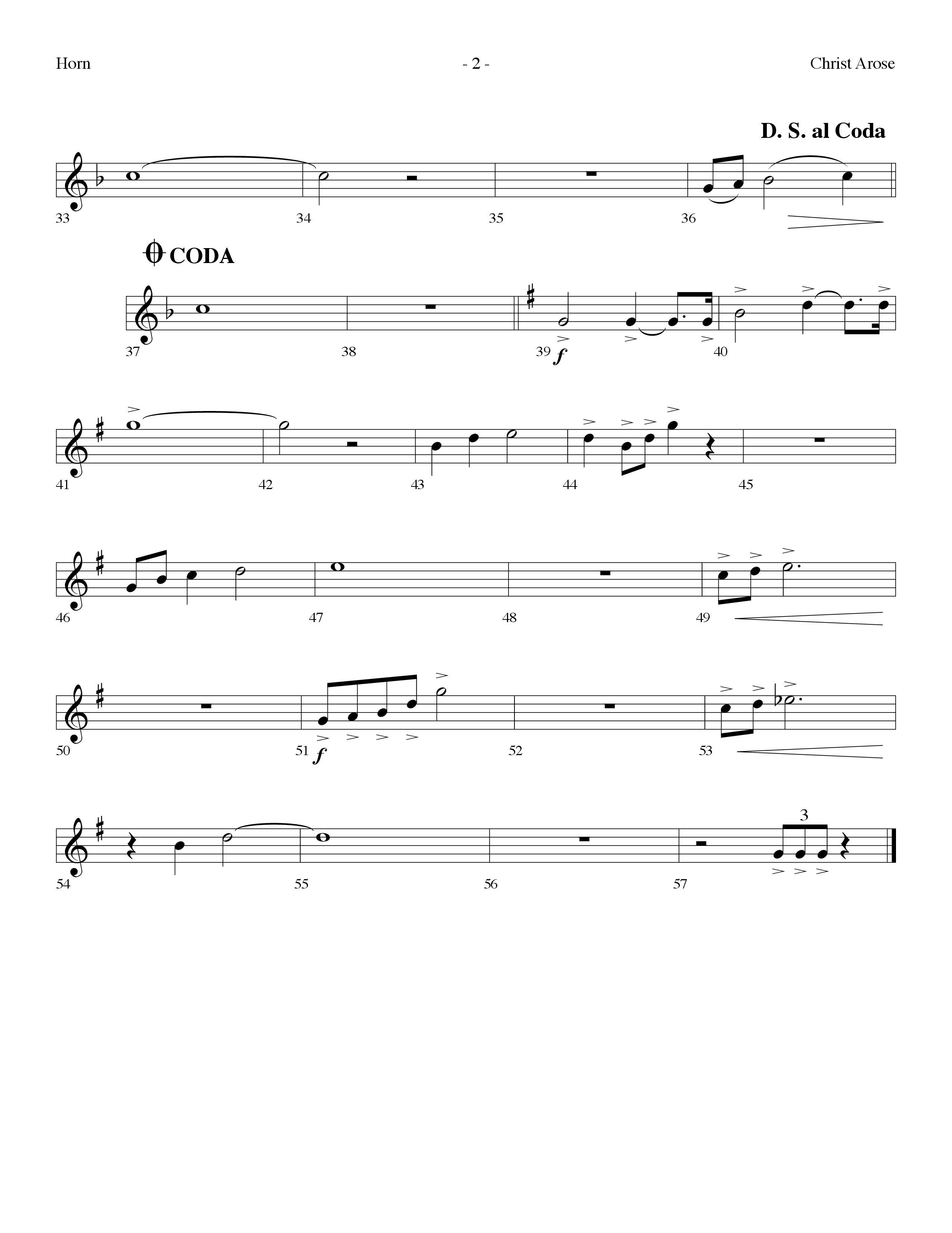 Christ Arose (Choral Anthem SATB) French Horn (Lifeway Choral / Arr. Dennis Allen)