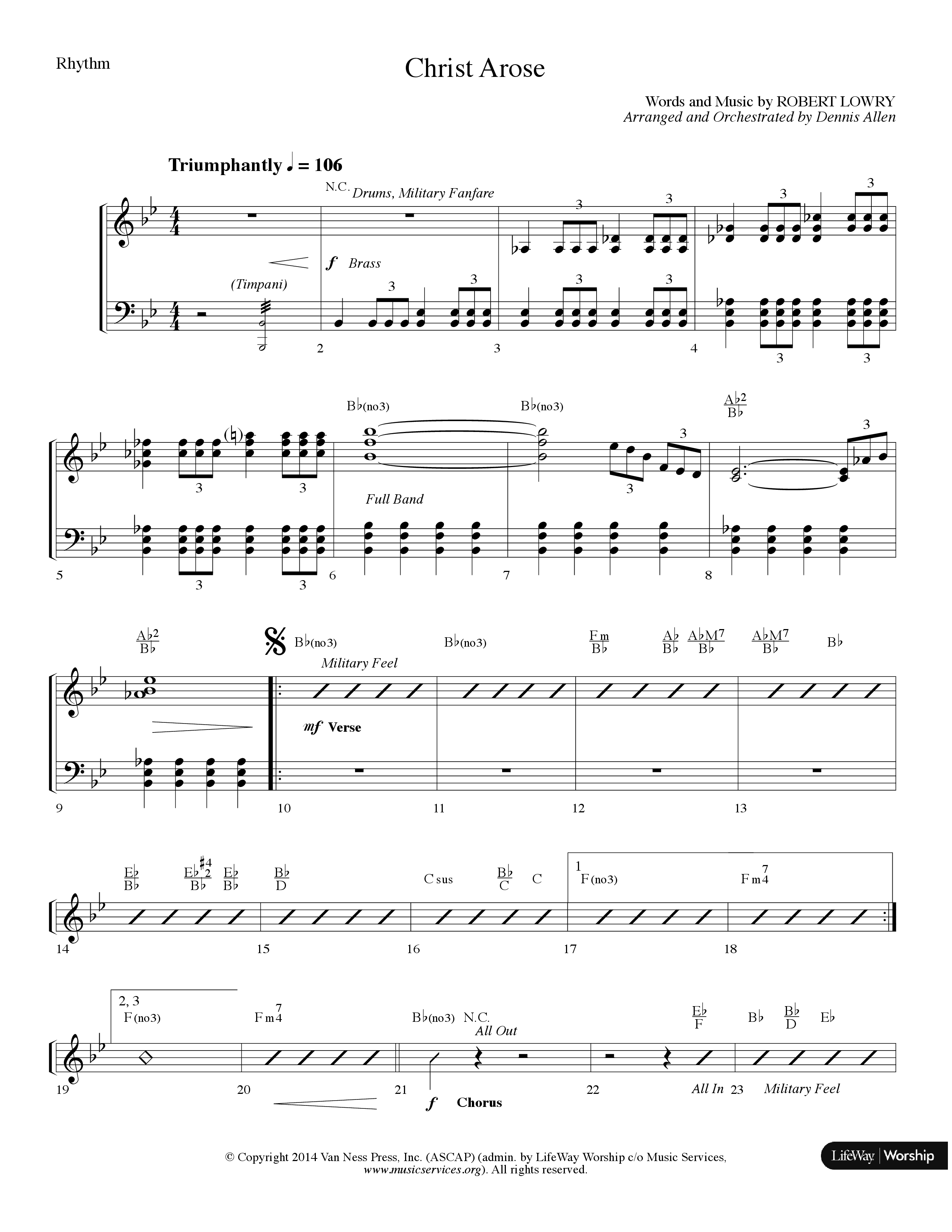 Christ Arose (Choral Anthem SATB) Rhythm Chart (Lifeway Choral / Arr. Dennis Allen)