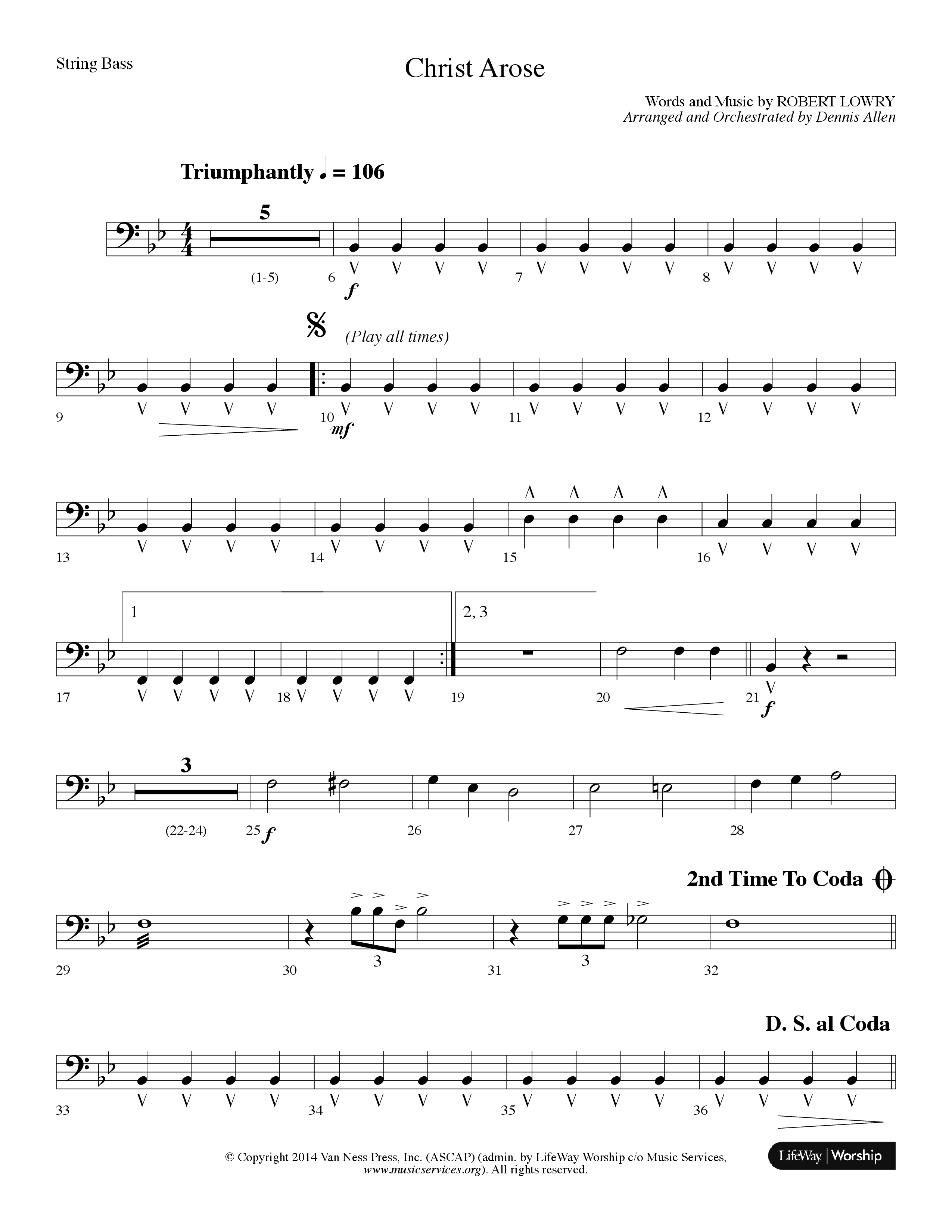 Christ Arose (Choral Anthem SATB) String Bass (Lifeway Choral / Arr. Dennis Allen)
