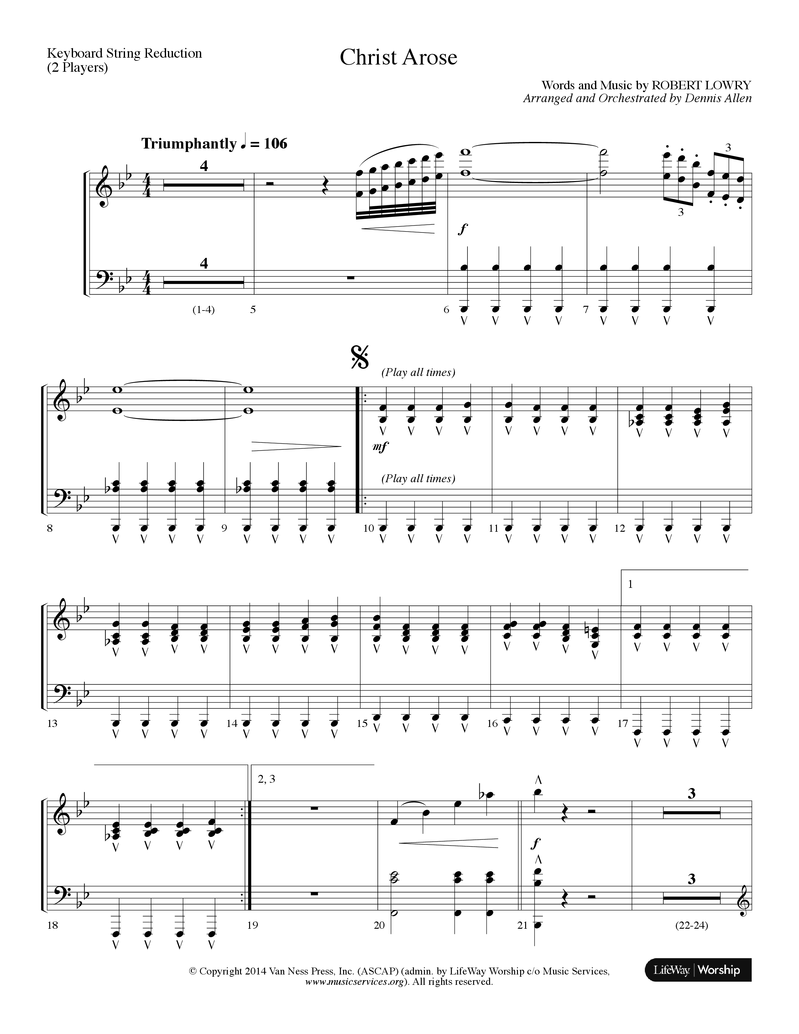 Christ Arose (Choral Anthem SATB) String Reduction (Lifeway Choral / Arr. Dennis Allen)