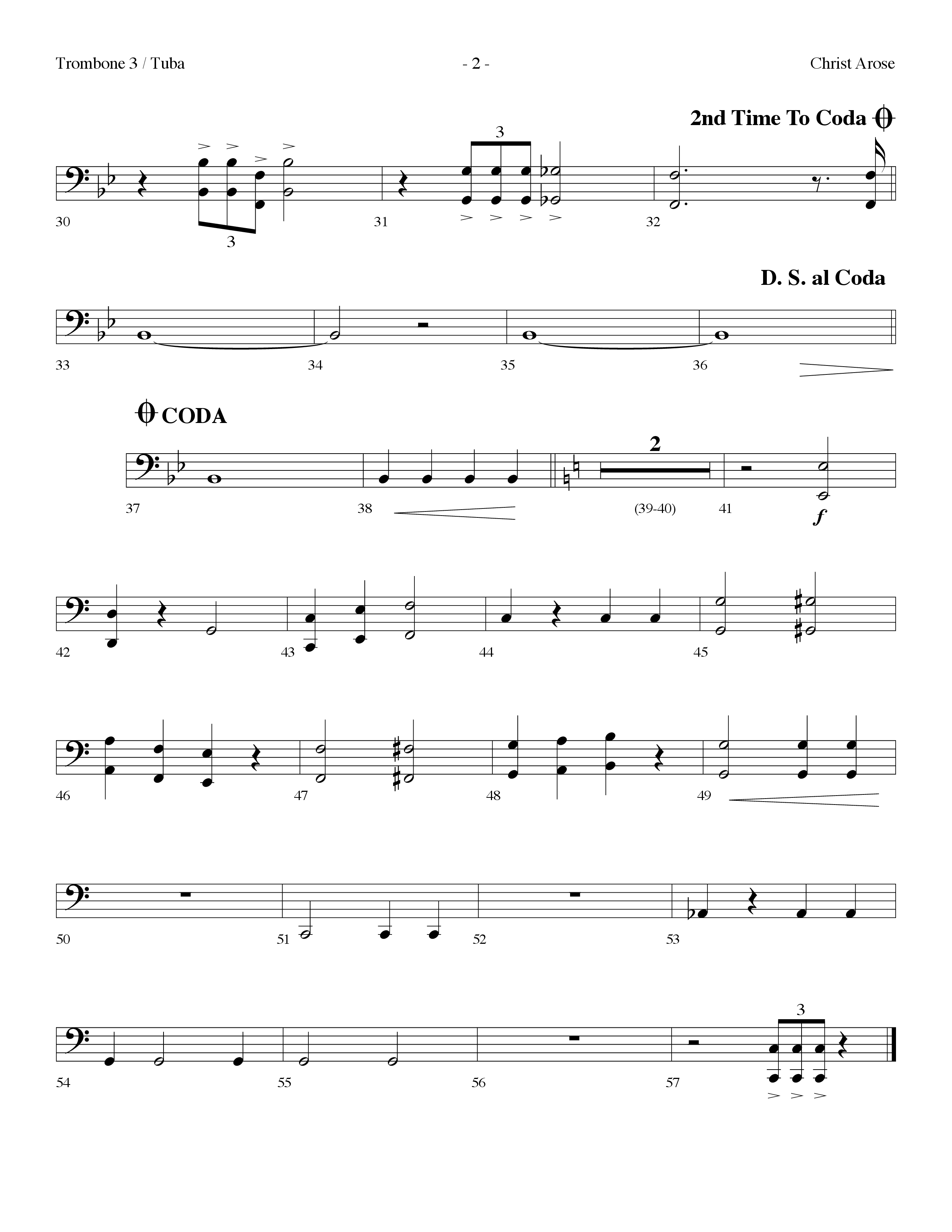 Christ Arose (Choral Anthem SATB) Trombone 3/Tuba (Lifeway Choral / Arr. Dennis Allen)