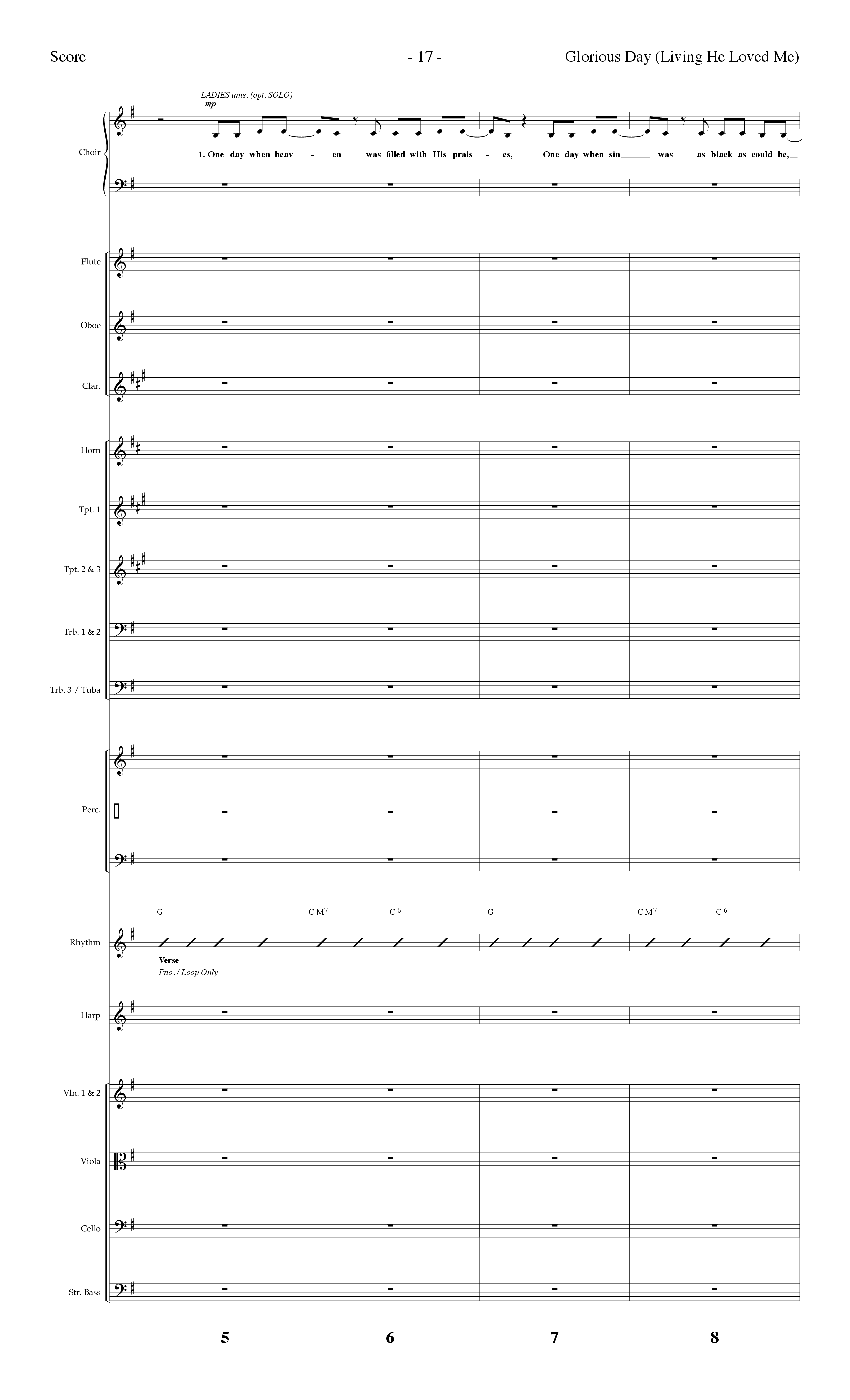 Glorious Day (Living He Loved Me) (Choral Anthem SATB) Orchestration (Lifeway Choral / Arr. Dennis Allen)