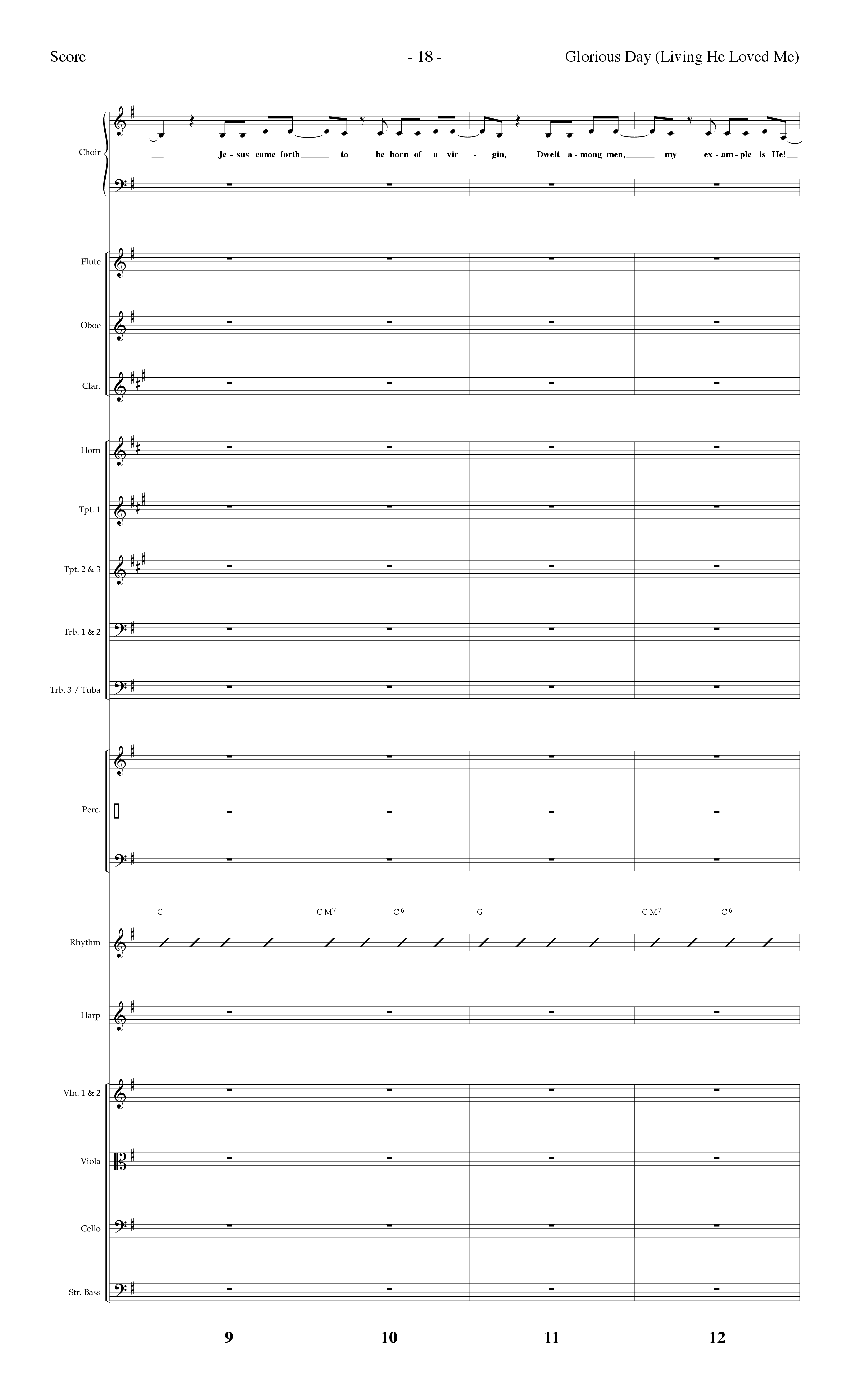 Glorious Day (Living He Loved Me) (Choral Anthem SATB) Orchestration (Lifeway Choral / Arr. Dennis Allen)