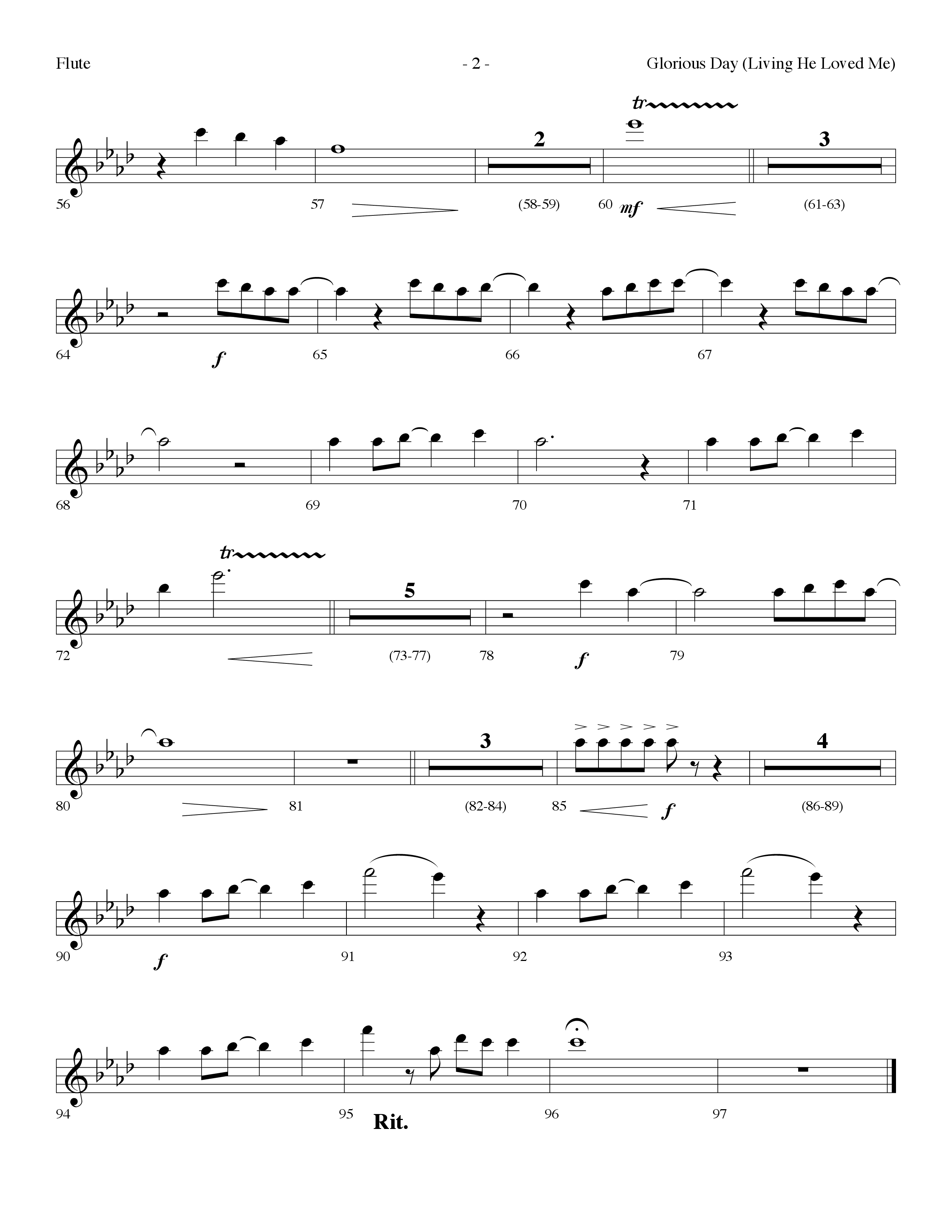 Glorious Day (Living He Loved Me) (Choral Anthem SATB) Flute (Lifeway Choral / Arr. Dennis Allen)