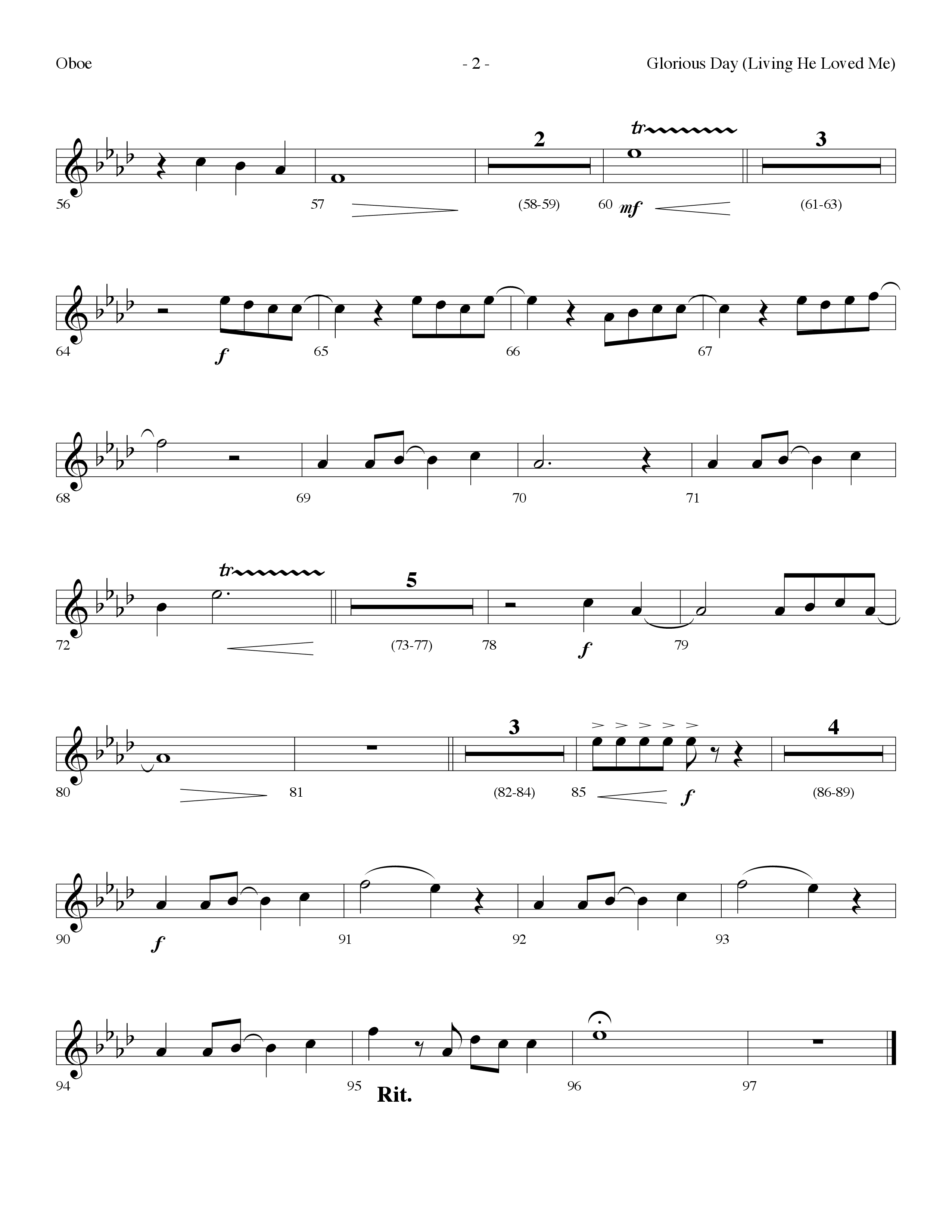 Glorious Day (Living He Loved Me) (Choral Anthem SATB) Oboe (Lifeway Choral / Arr. Dennis Allen)