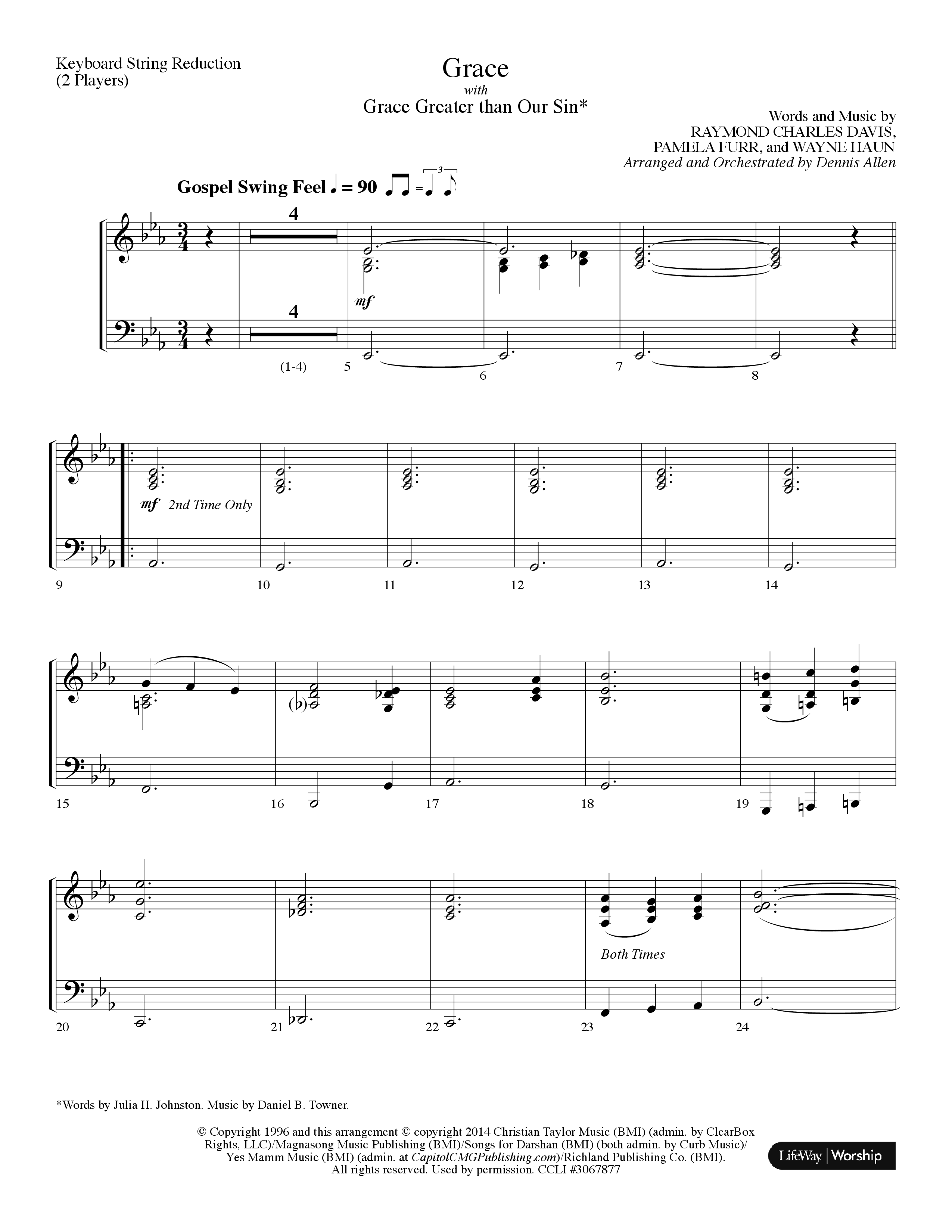 Grace (with Grace Greater Than Our Sin) (Choral Anthem SATB) String Reduction (Lifeway Choral / Arr. Dennis Allen)