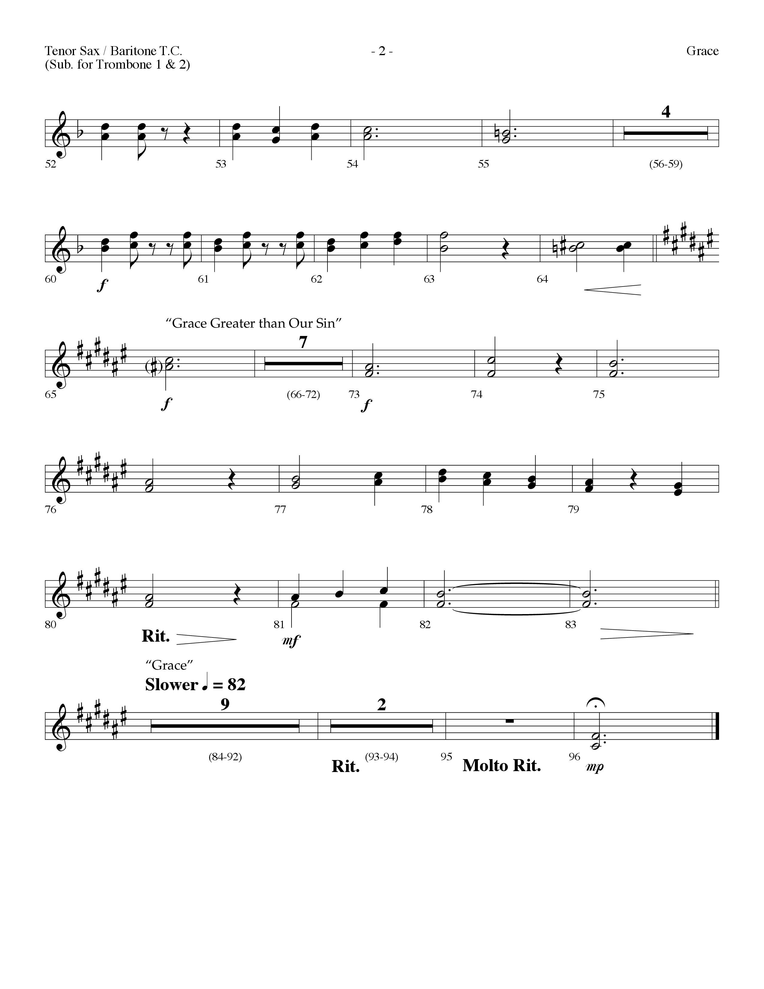 Grace (with Grace Greater Than Our Sin) (Choral Anthem SATB) Tenor Sax/Baritone T.C. (Lifeway Choral / Arr. Dennis Allen)