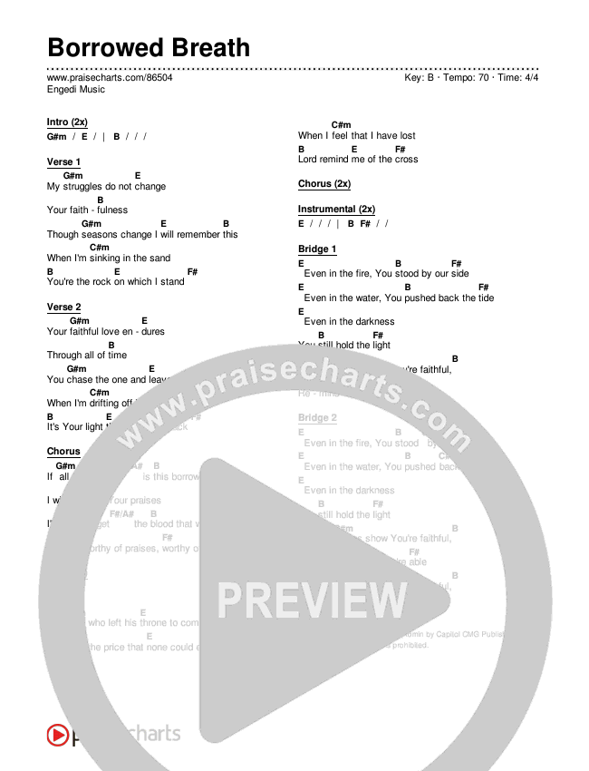 Borrowed Breath Chords & Lyrics (Engedi Music)
