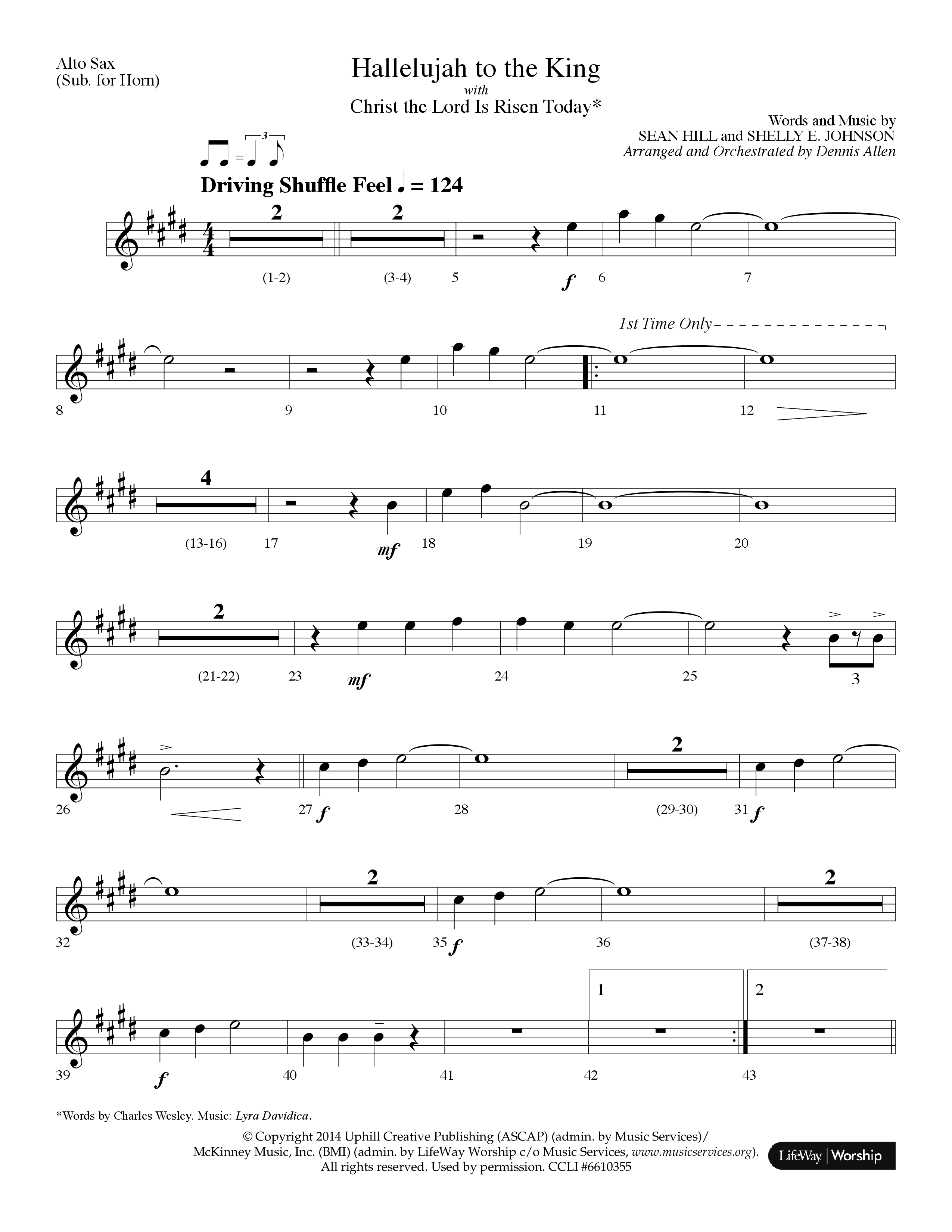 Hallelujah To The King (with Christ The Lord Is Risen Today) (Choral Anthem SATB) Alto Sax (Lifeway Choral / Arr. Dennis Allen)