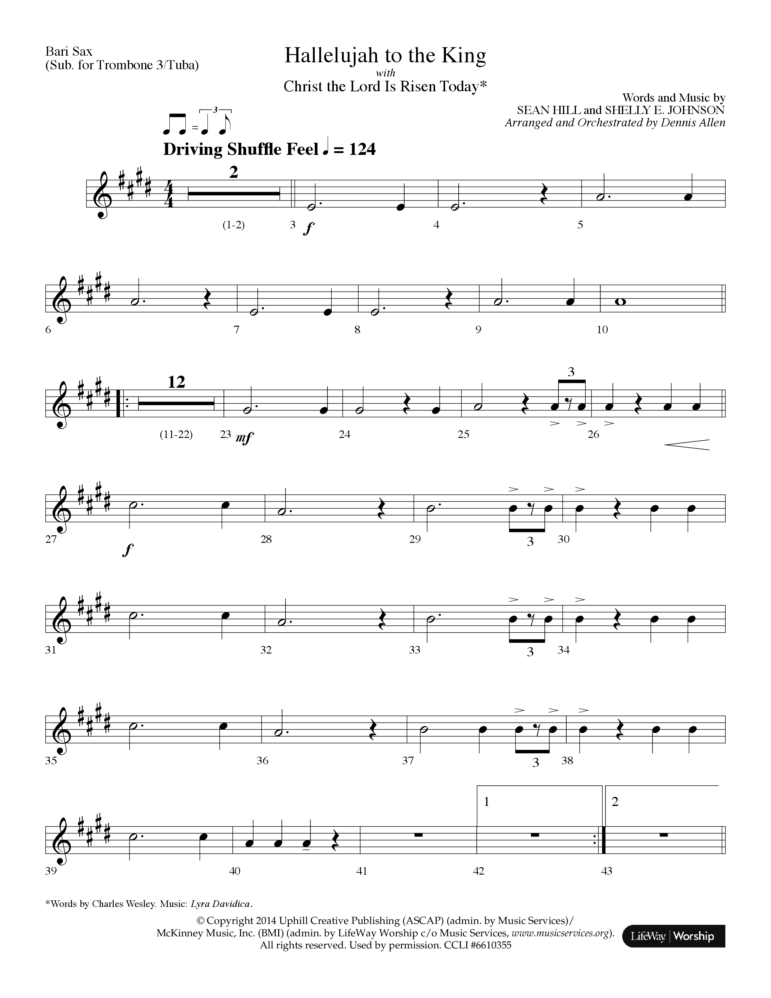 Hallelujah To The King (with Christ The Lord Is Risen Today) (Choral Anthem SATB) Bari Sax (Lifeway Choral / Arr. Dennis Allen)