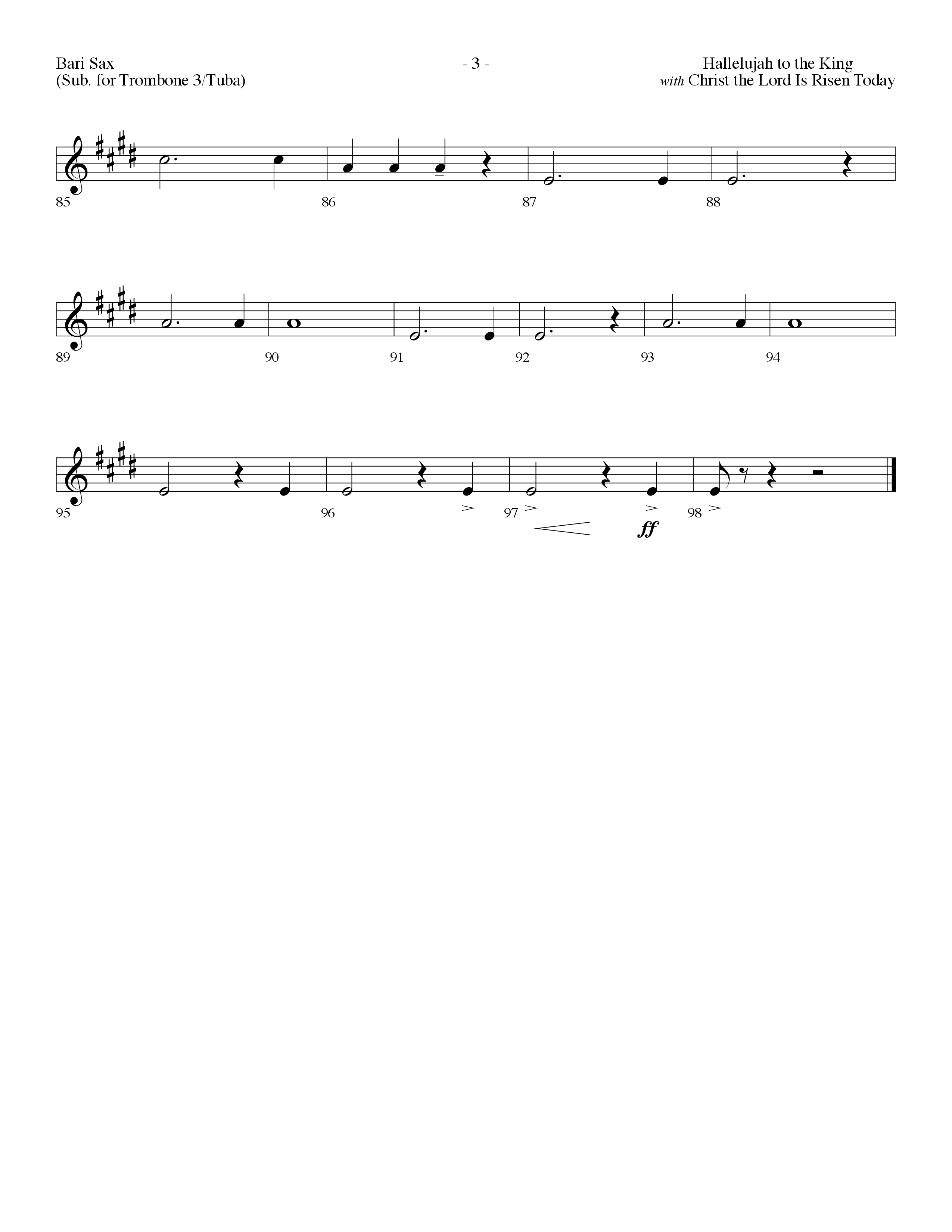 Hallelujah To The King (with Christ The Lord Is Risen Today) (Choral Anthem SATB) Bari Sax (Lifeway Choral / Arr. Dennis Allen)