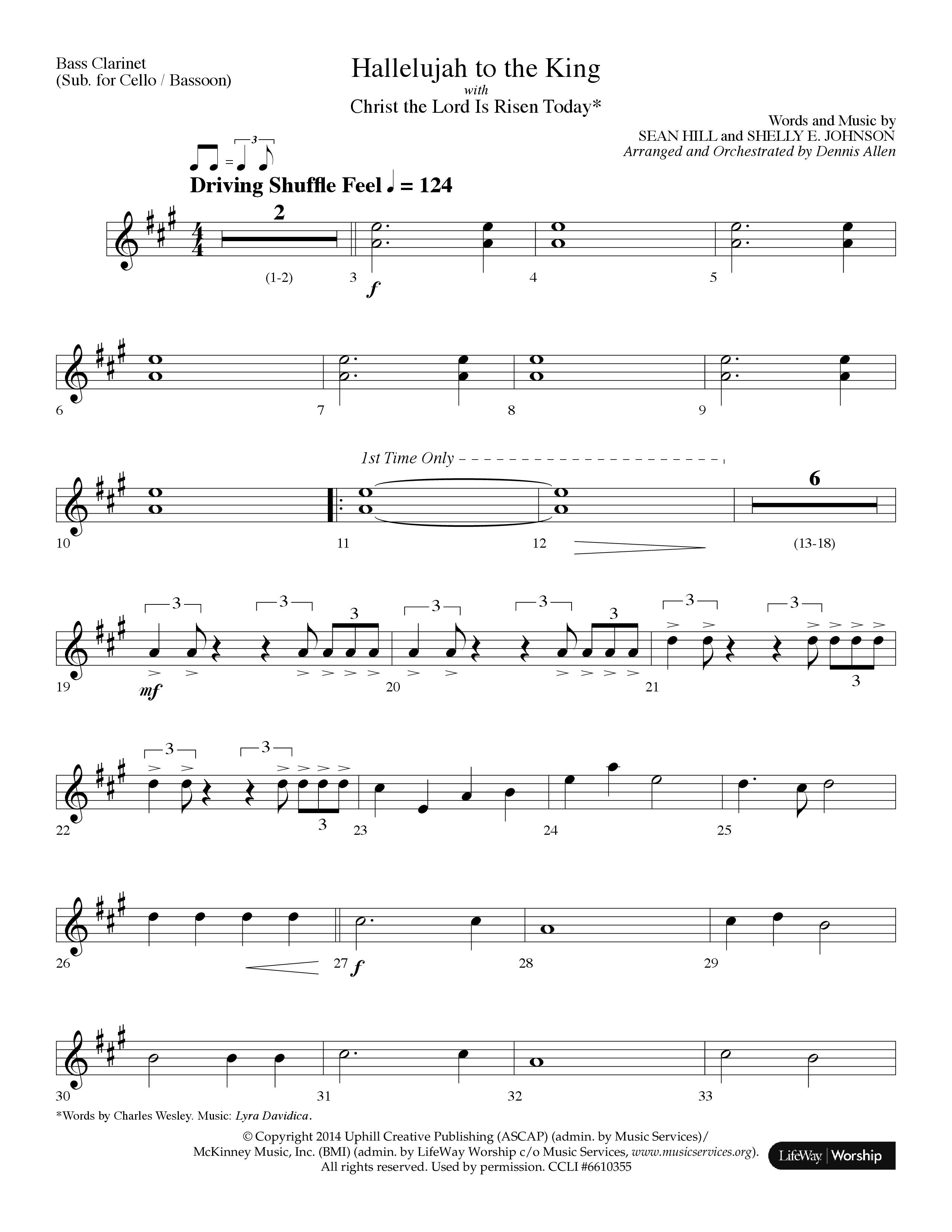 Hallelujah To The King (with Christ The Lord Is Risen Today) (Choral Anthem SATB) Bass Clarinet (Lifeway Choral / Arr. Dennis Allen)