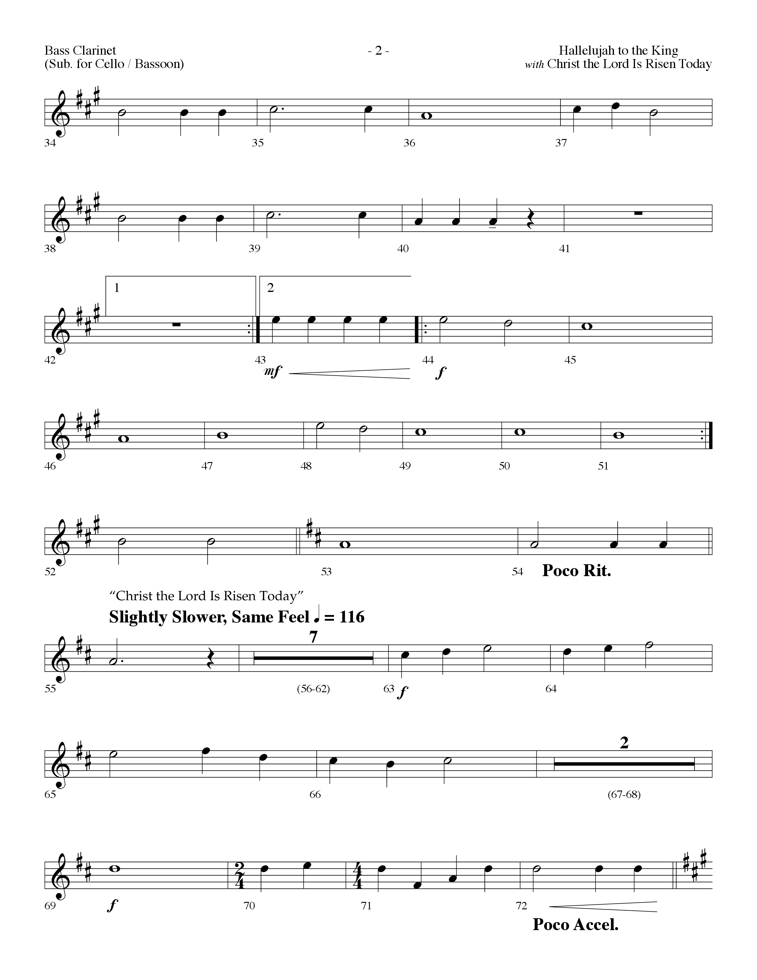 Hallelujah To The King (with Christ The Lord Is Risen Today) (Choral Anthem SATB) Bass Clarinet (Lifeway Choral / Arr. Dennis Allen)