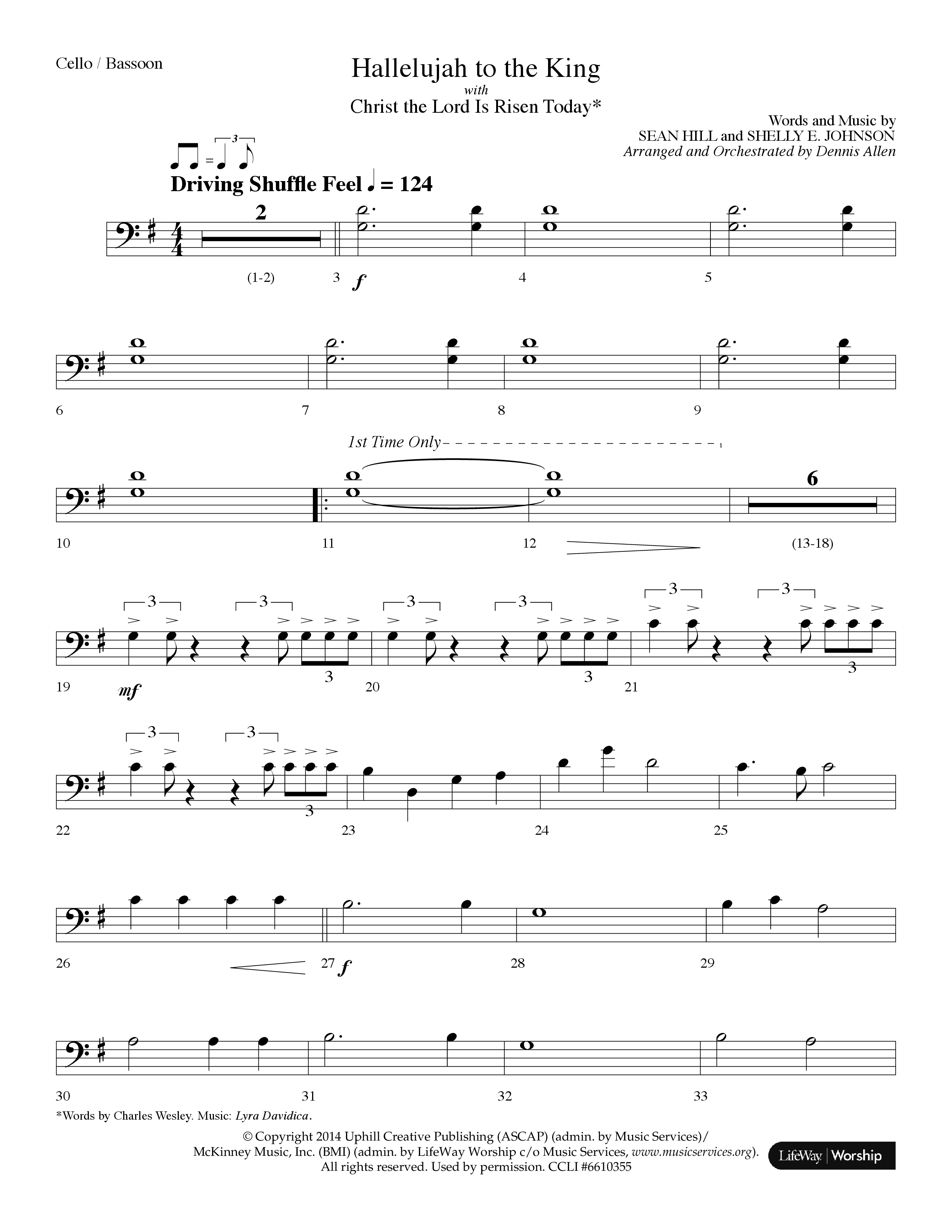 Hallelujah To The King (with Christ The Lord Is Risen Today) (Choral Anthem SATB) Cello (Lifeway Choral / Arr. Dennis Allen)
