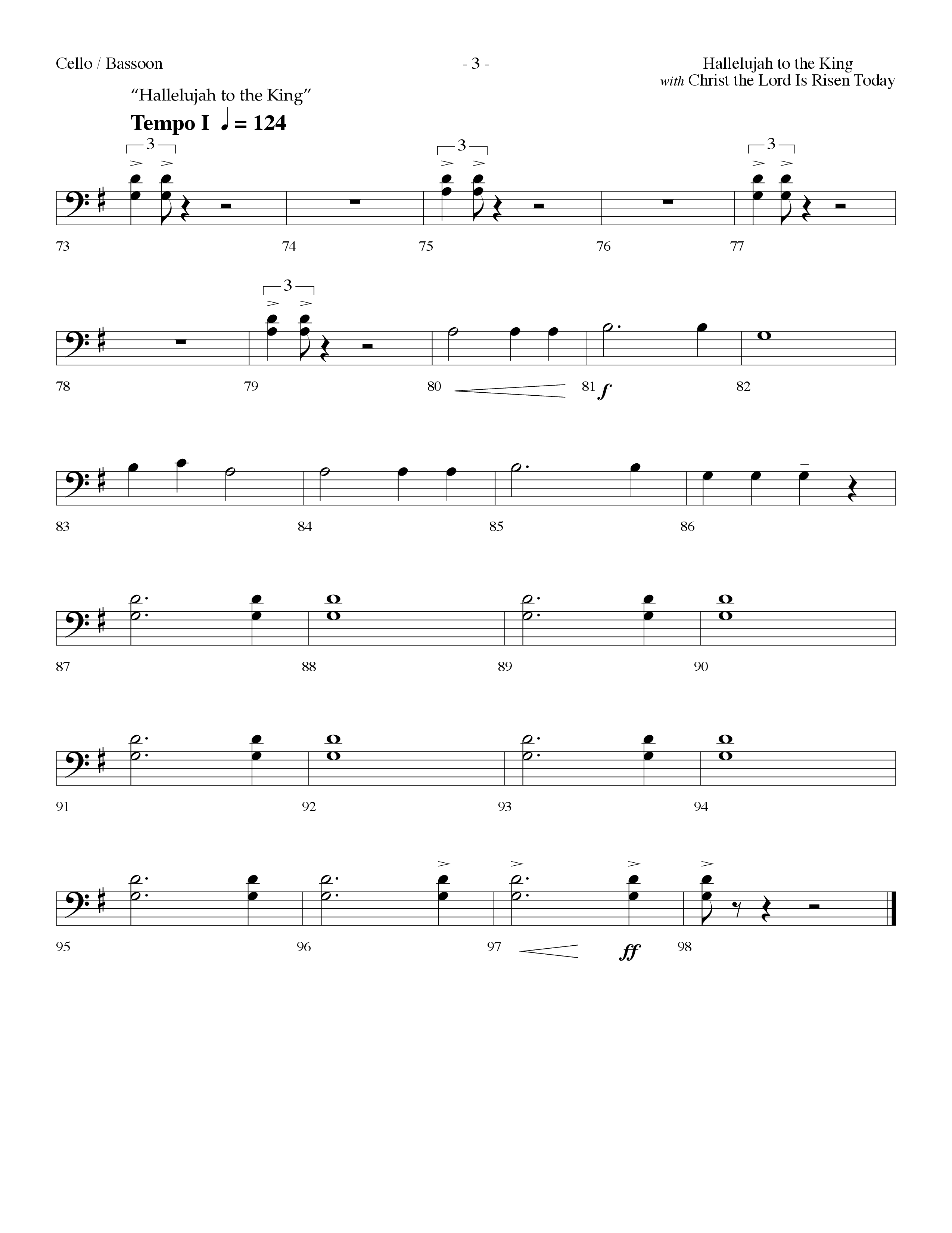Hallelujah To The King (with Christ The Lord Is Risen Today) (Choral Anthem SATB) Cello (Lifeway Choral / Arr. Dennis Allen)