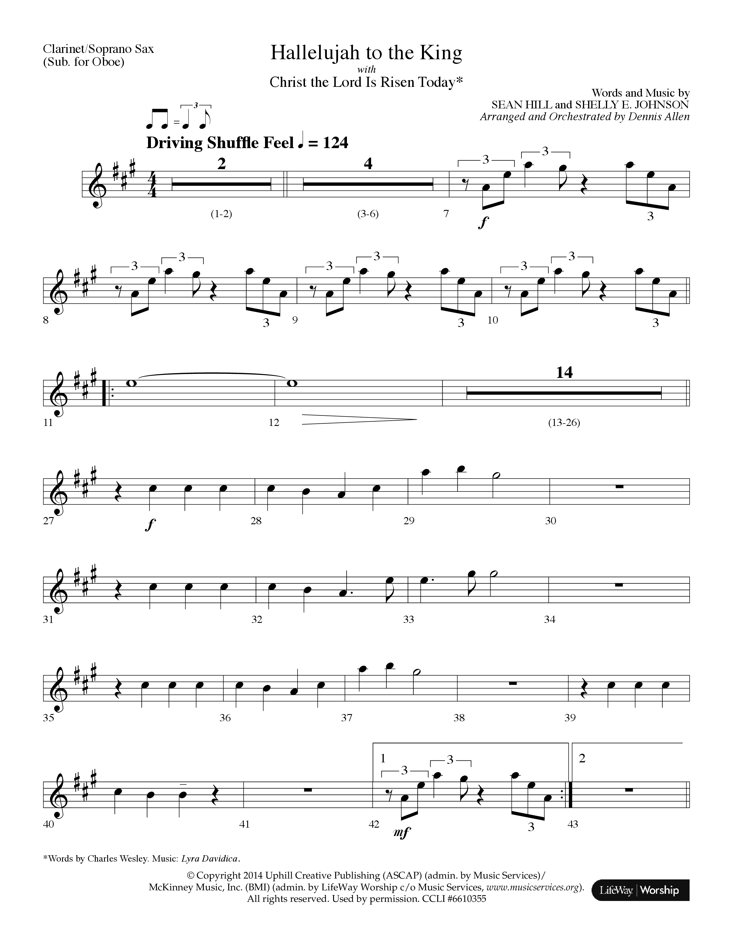 Hallelujah To The King (with Christ The Lord Is Risen Today) (Choral Anthem SATB) Clarinet/Soprano Sax (Lifeway Choral / Arr. Dennis Allen)