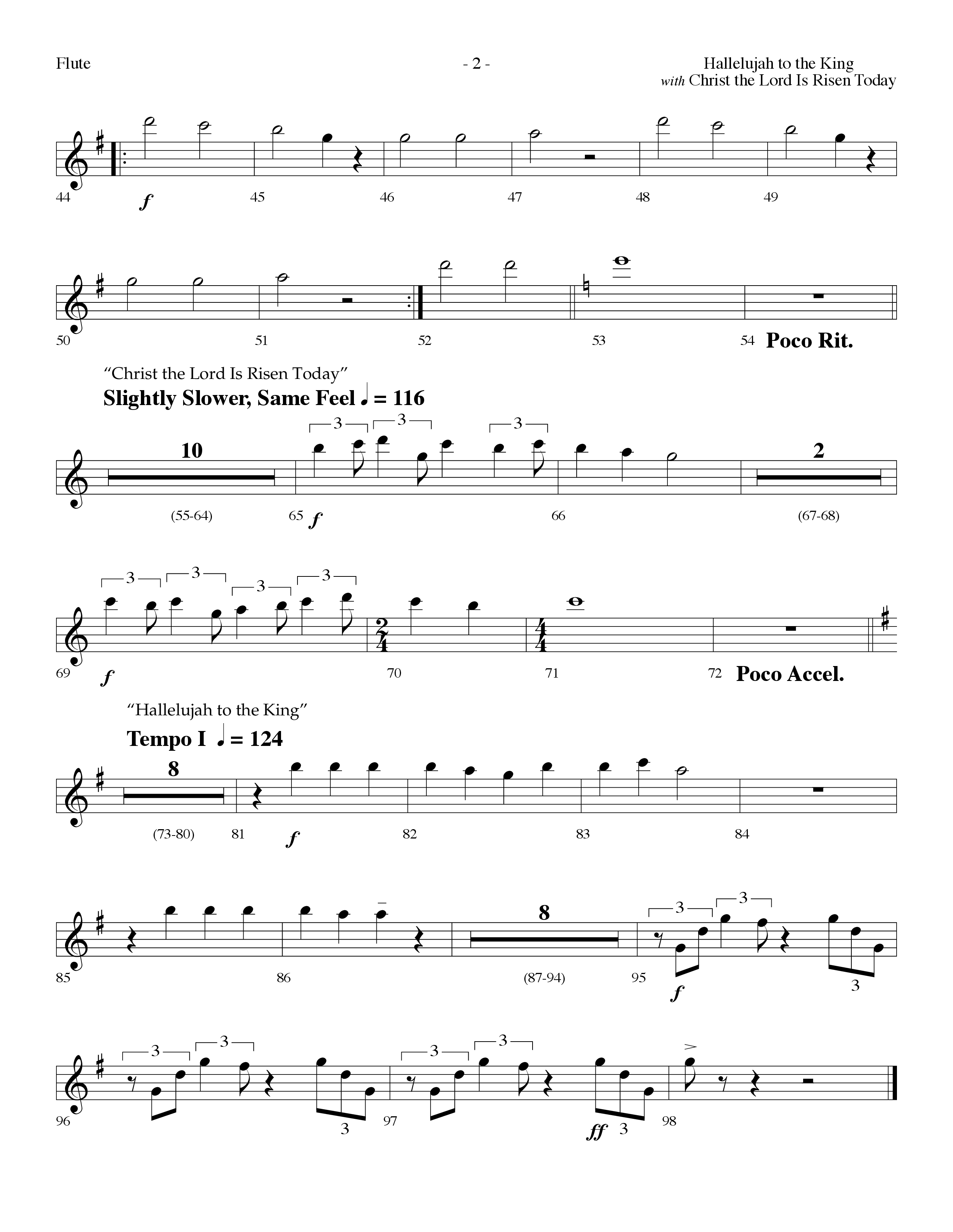 Hallelujah To The King (with Christ The Lord Is Risen Today) (Choral Anthem SATB) Flute (Lifeway Choral / Arr. Dennis Allen)